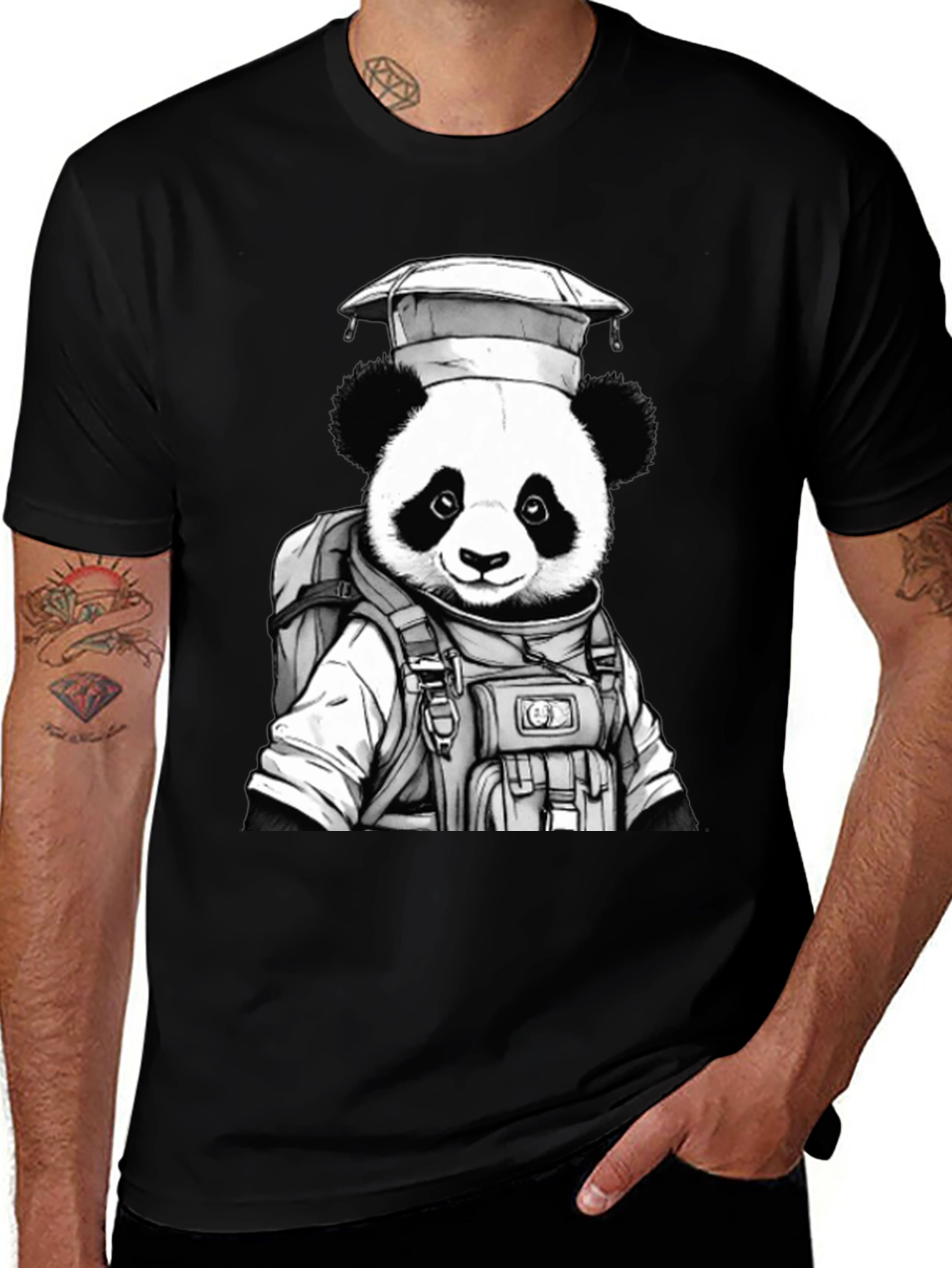 Panda Astronaut Graphic T-Shirt