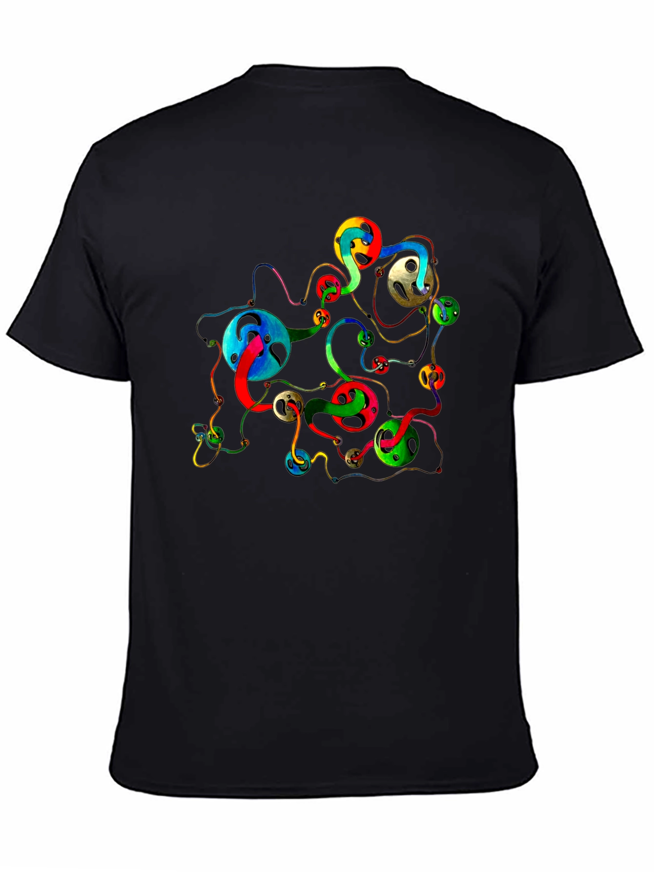 Abstract Swirls Graphic Black T-Shirt