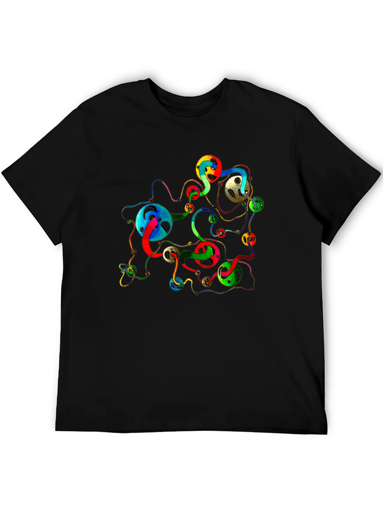 Abstract Swirls Graphic Black T-Shirt