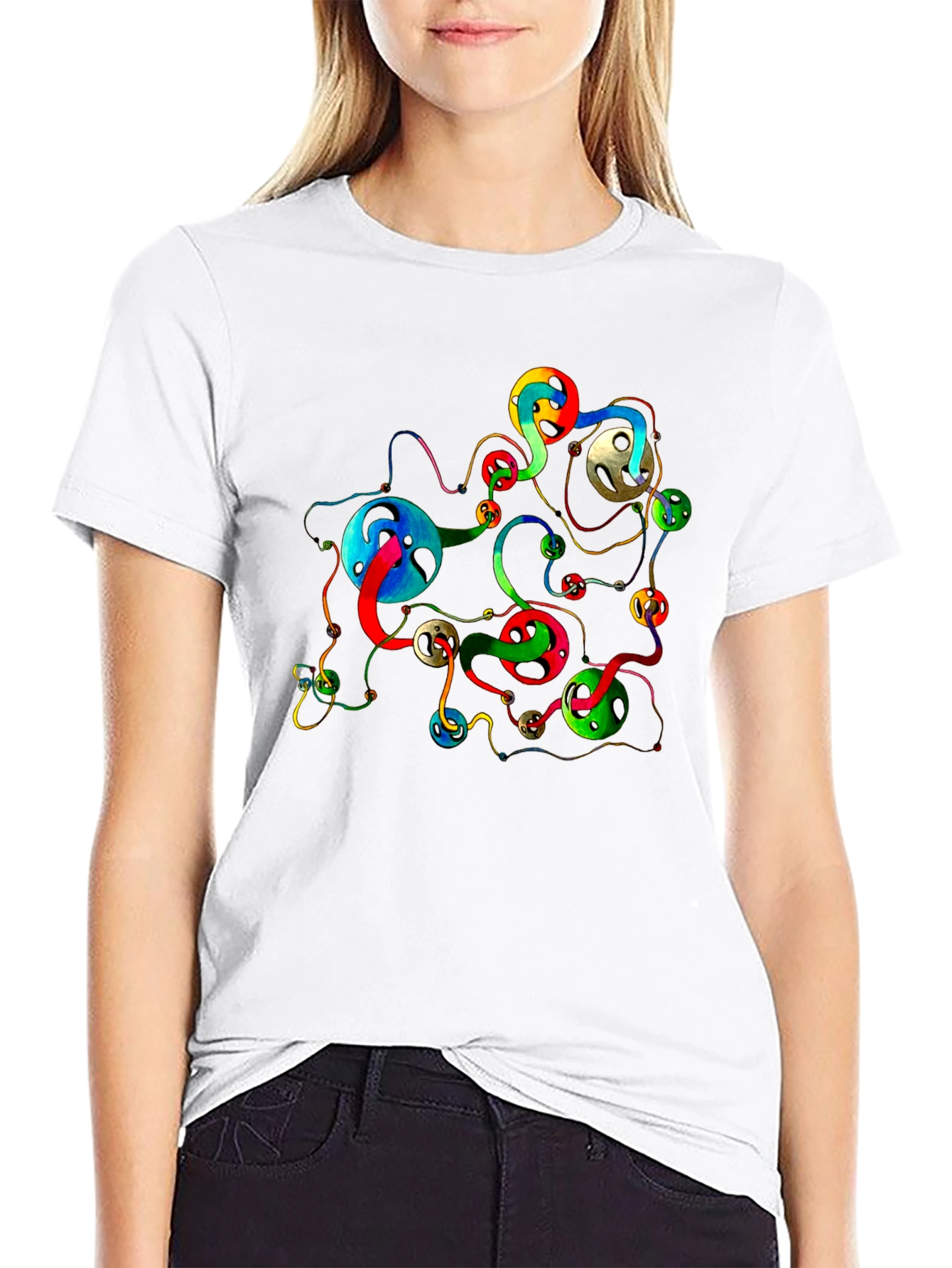 Abstract Swirls Graphic Black T-Shirt