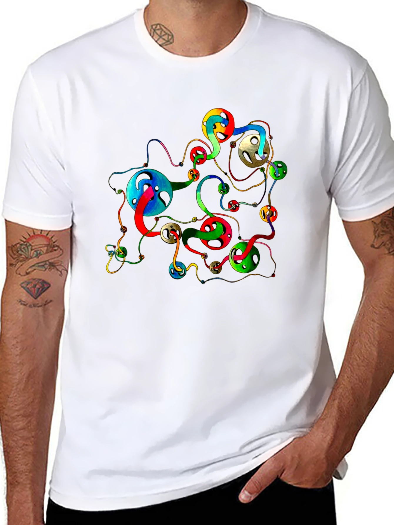 Abstract Swirls Graphic Black T-Shirt
