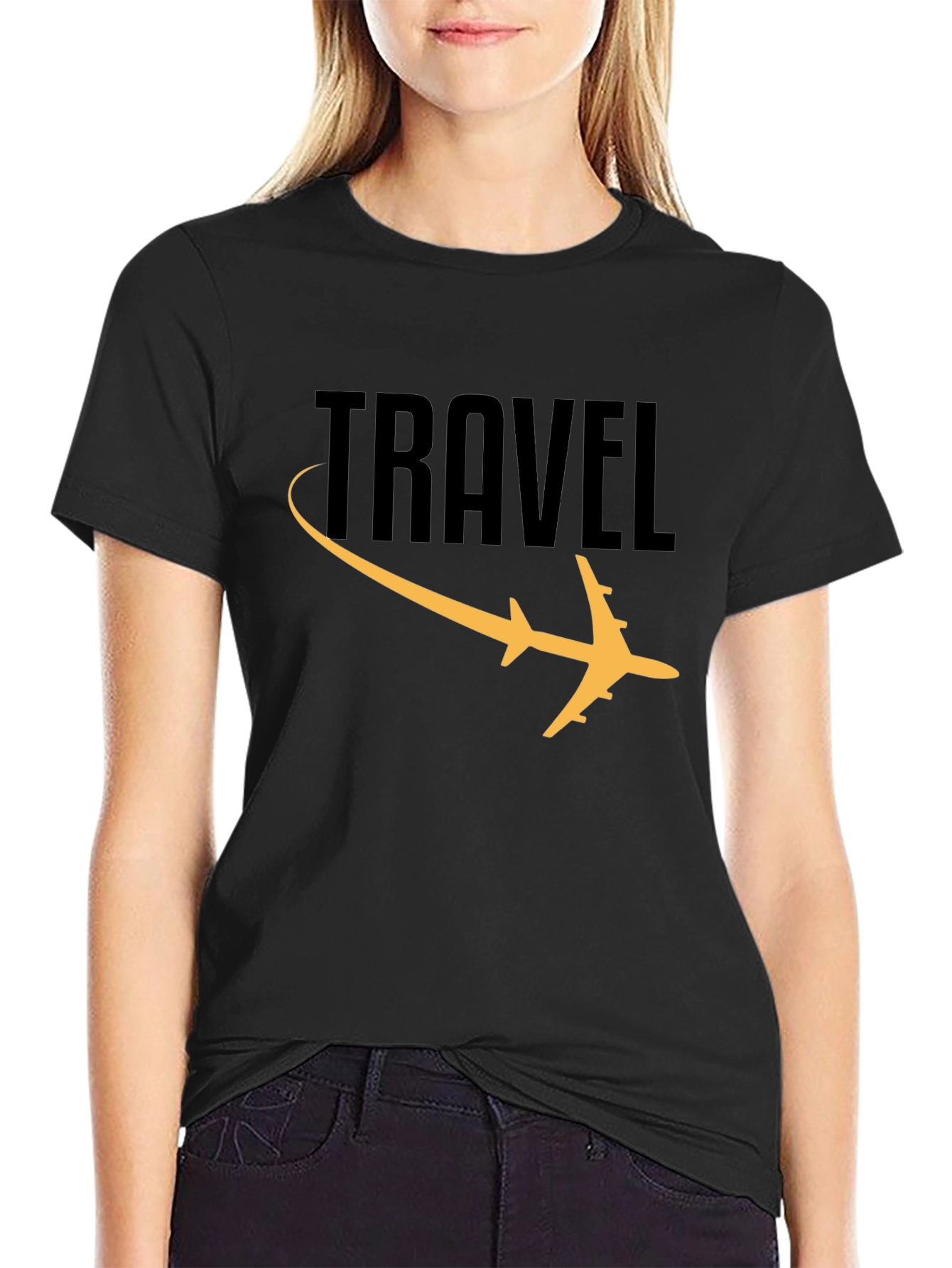 Travel Plane Graphic Black Tee