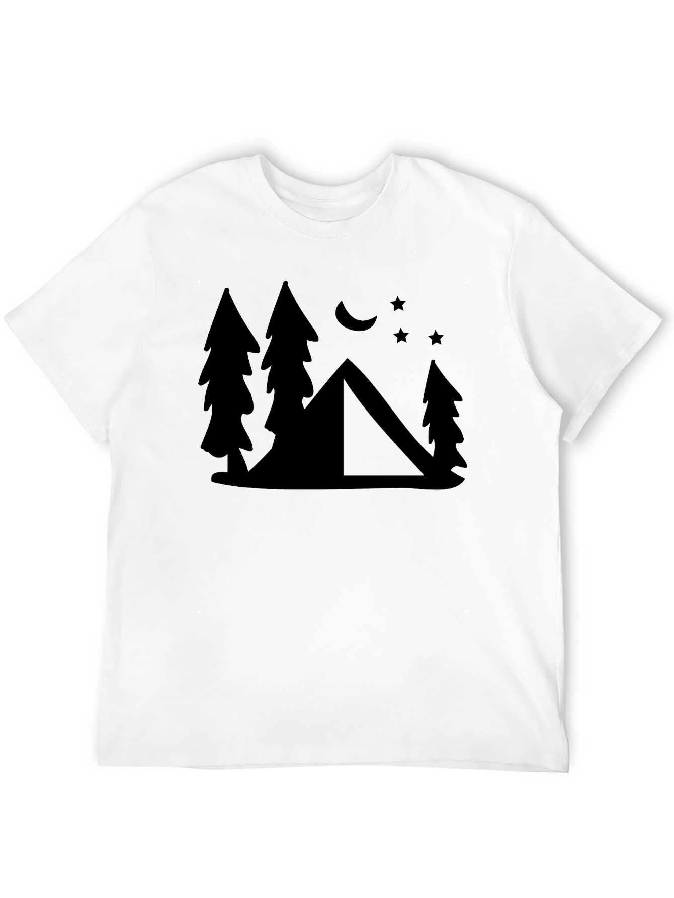 Camping Scene Graphic Tee - Black Cotton
