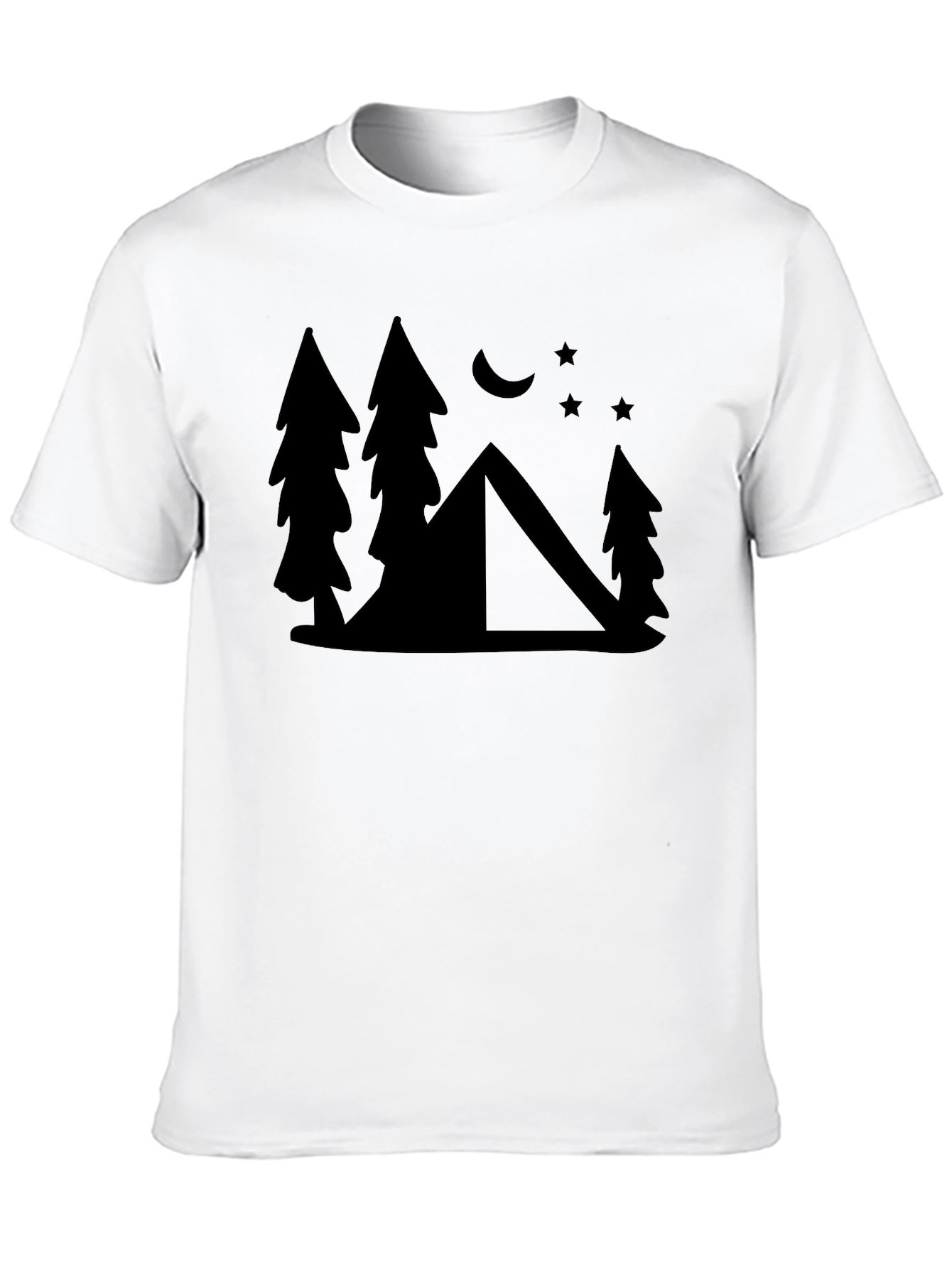 Camping Scene Graphic Tee - Black Cotton