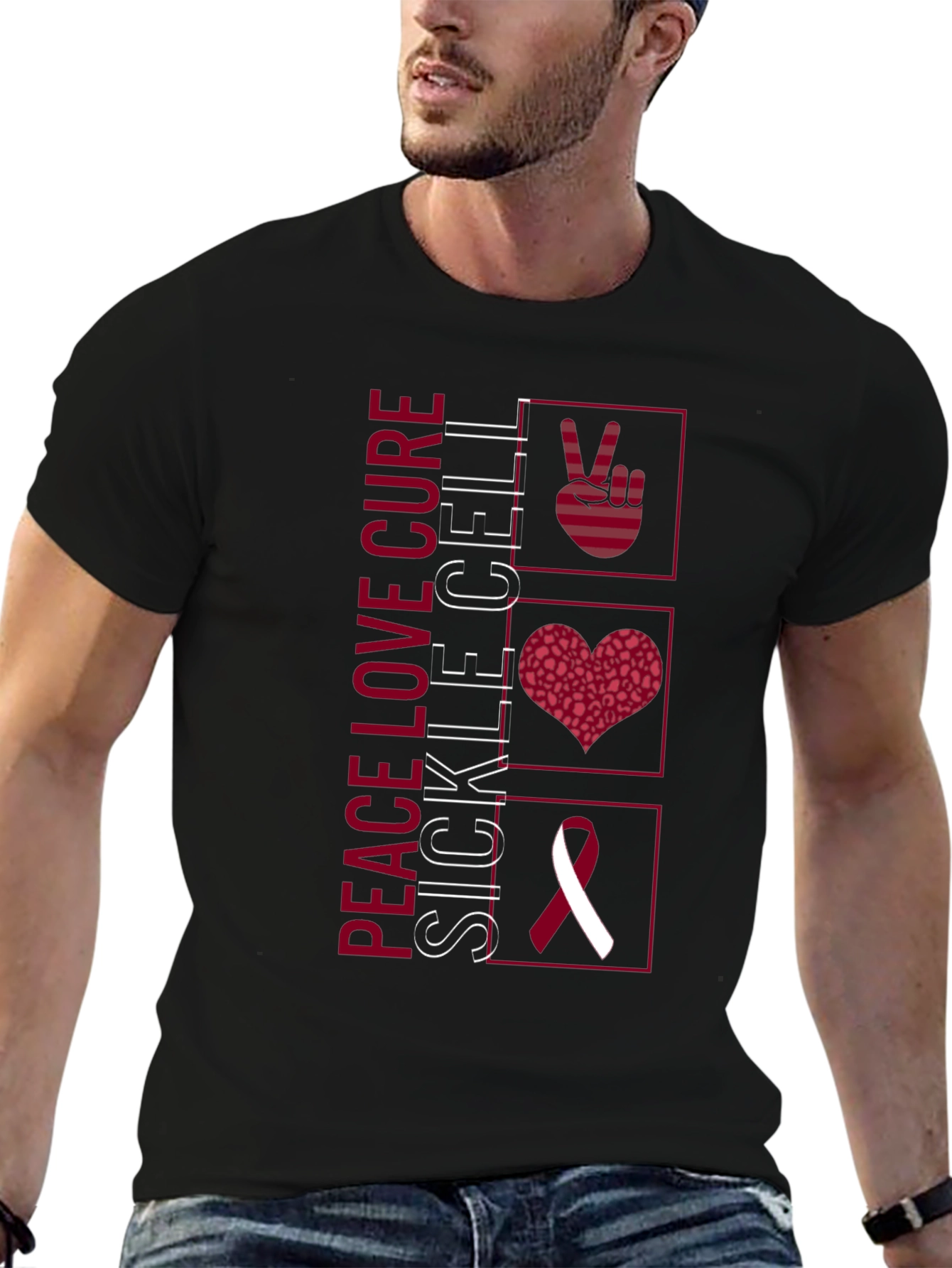 Peace Love Cure Sickle Cell Awareness T-Shirt