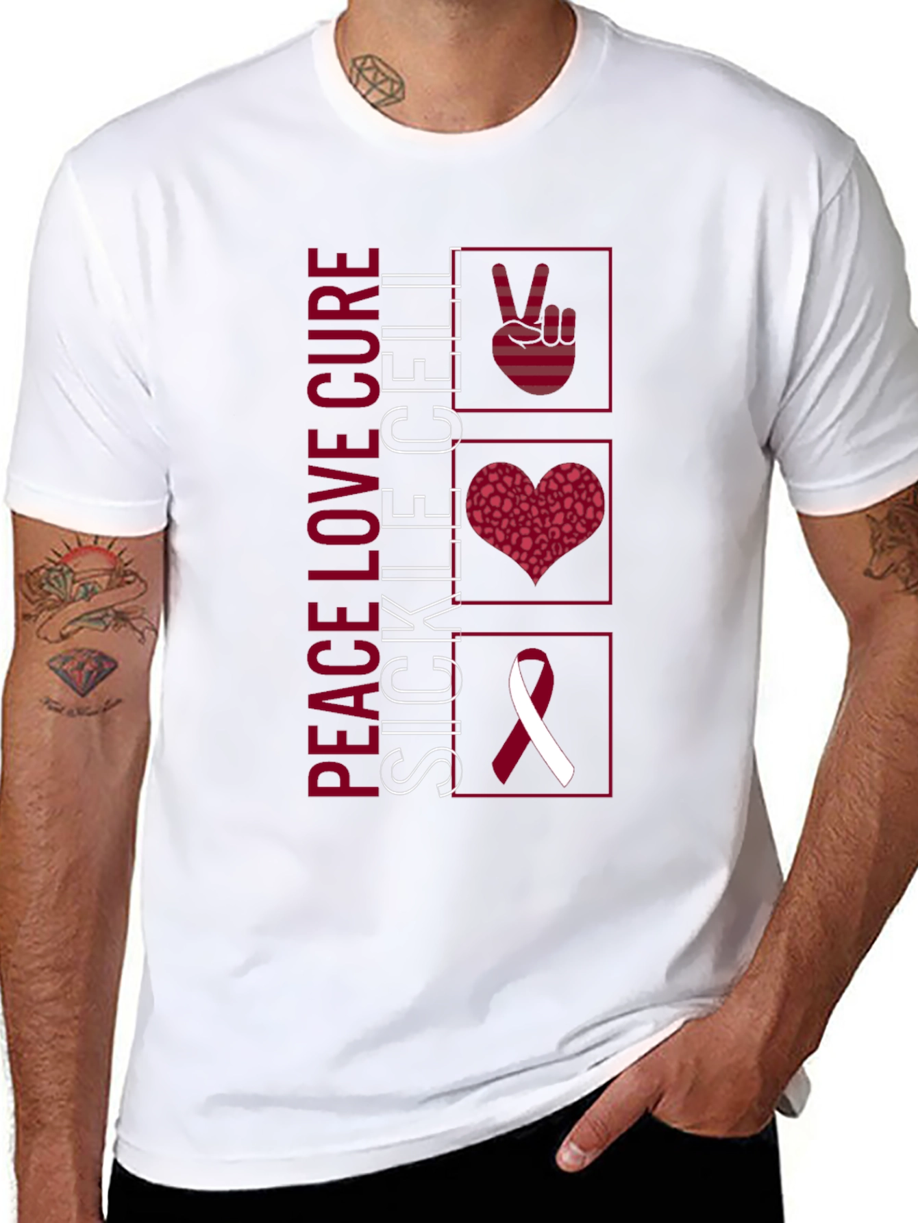 Peace Love Cure Sickle Cell Awareness T-Shirt