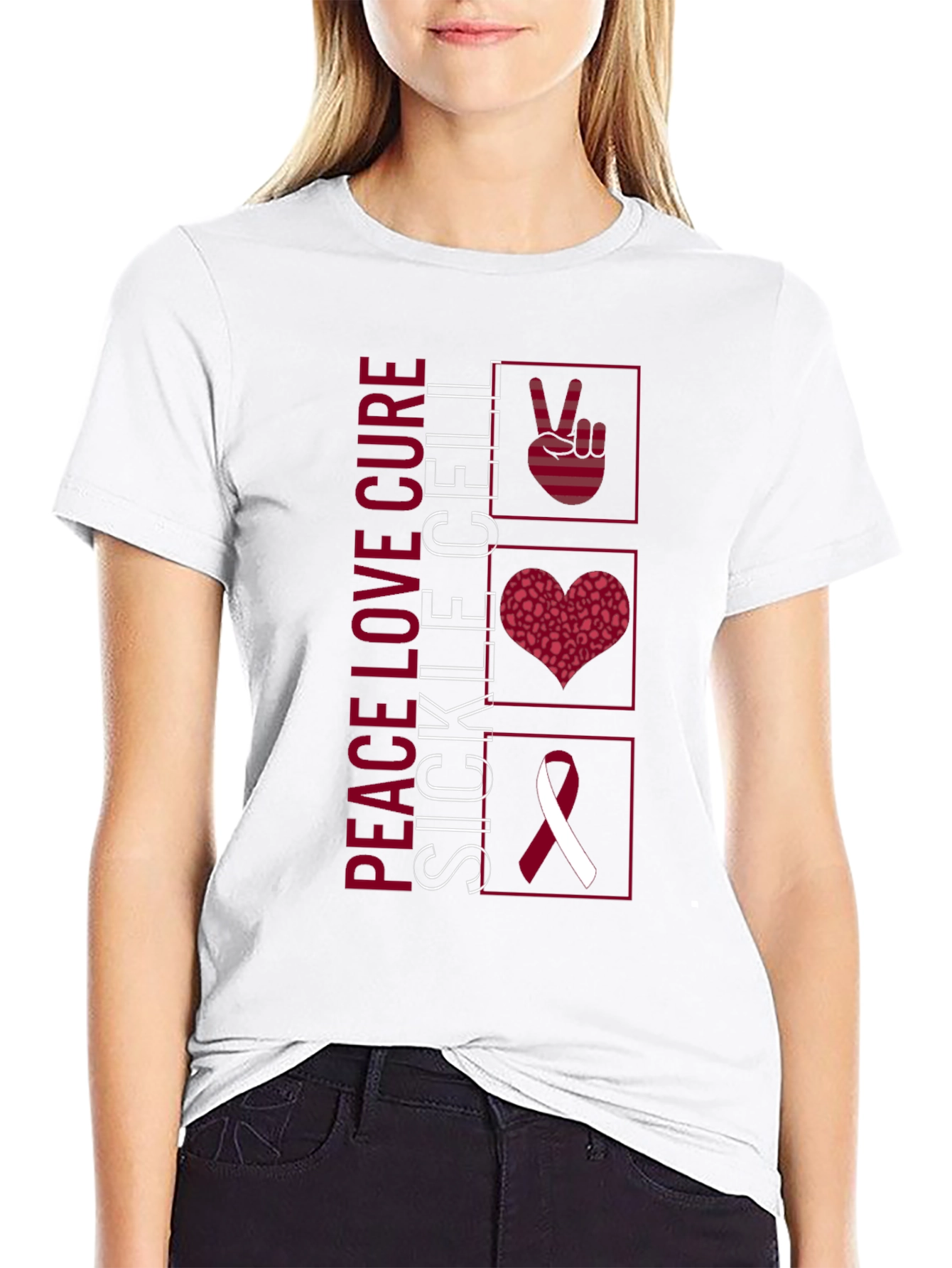 Peace Love Cure Sickle Cell Awareness T-Shirt
