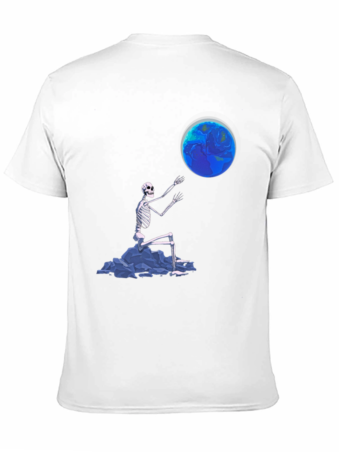 Skeleton Touching Earth Graphic Tee - Black