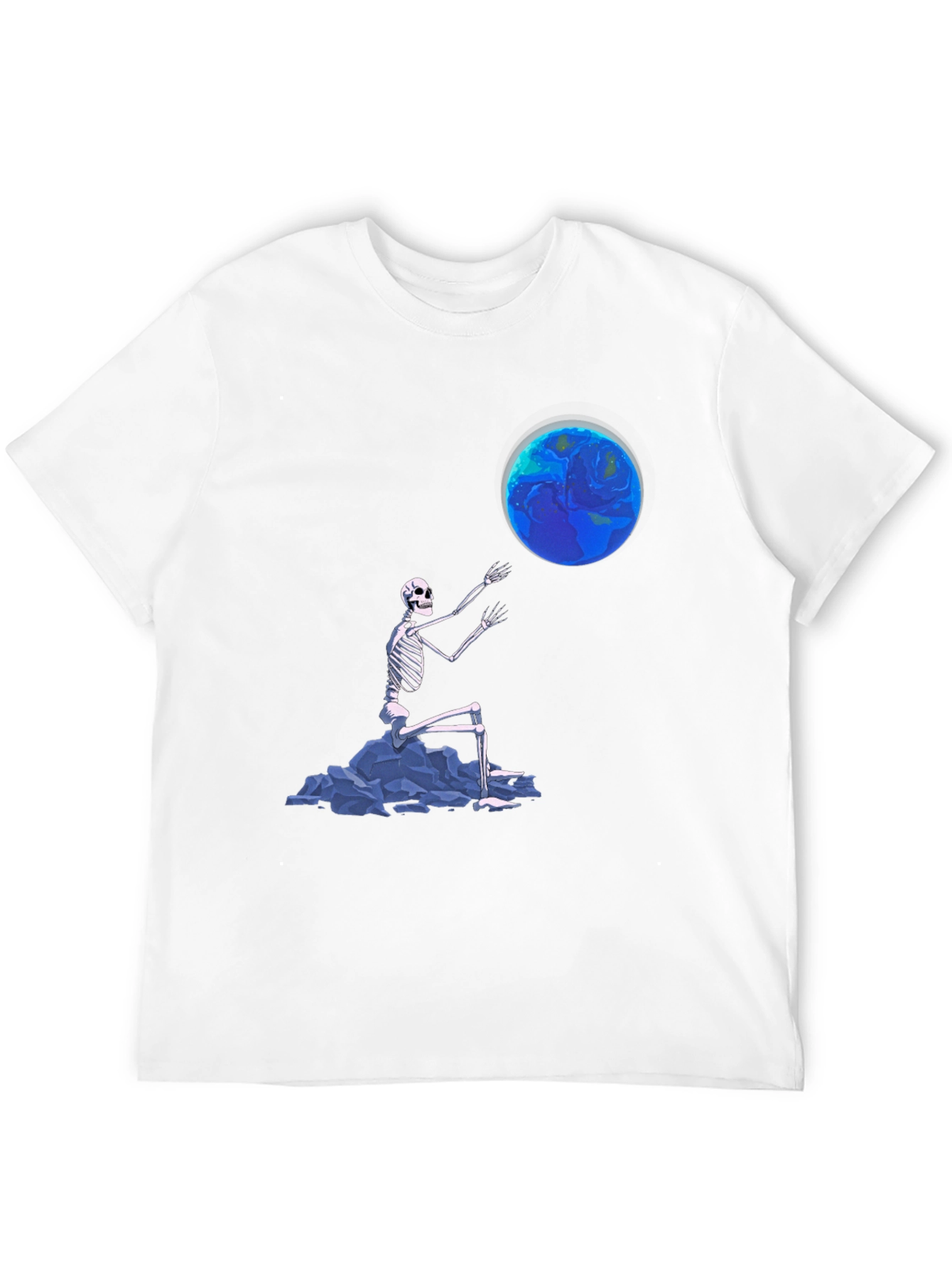 Skeleton Touching Earth Graphic Tee - Black