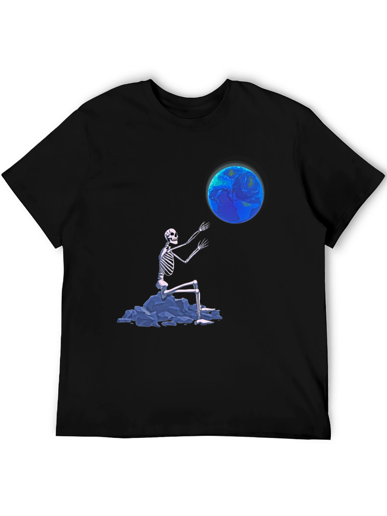 Skeleton Touching Earth Graphic Tee - Black