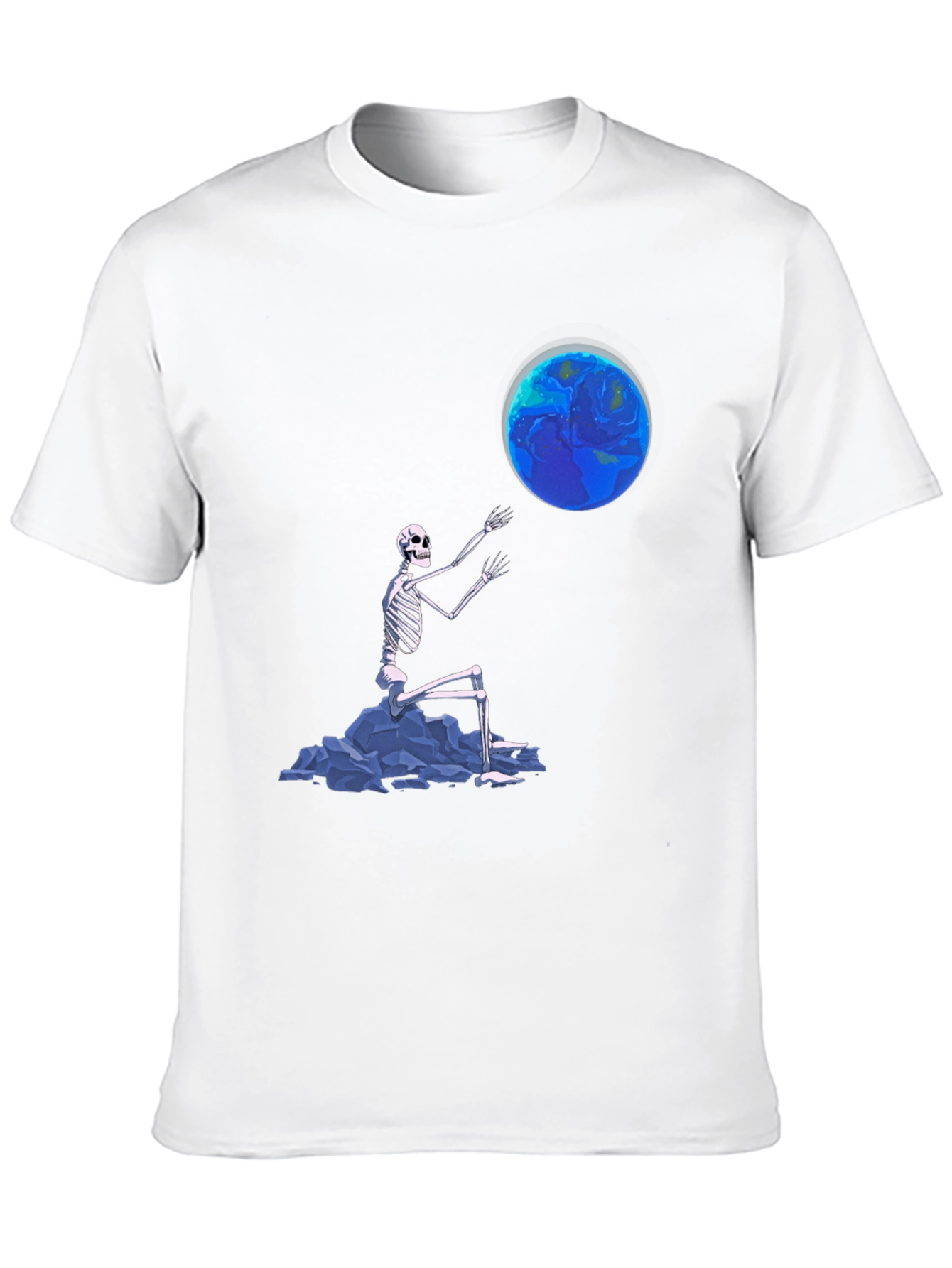 Skeleton Touching Earth Graphic Tee - Black