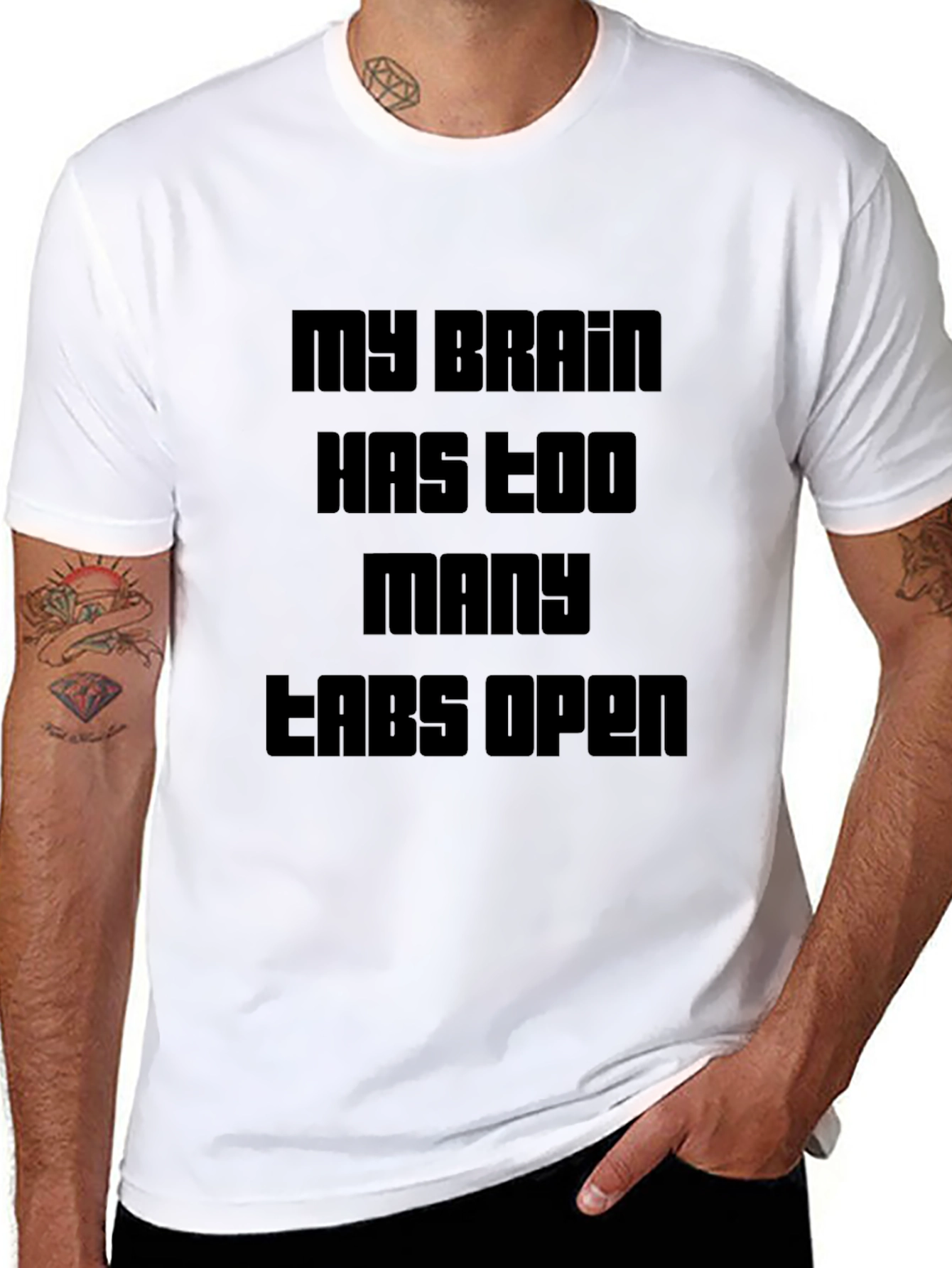 My Brain Has Too Many Tabs Open Black T-Shirt