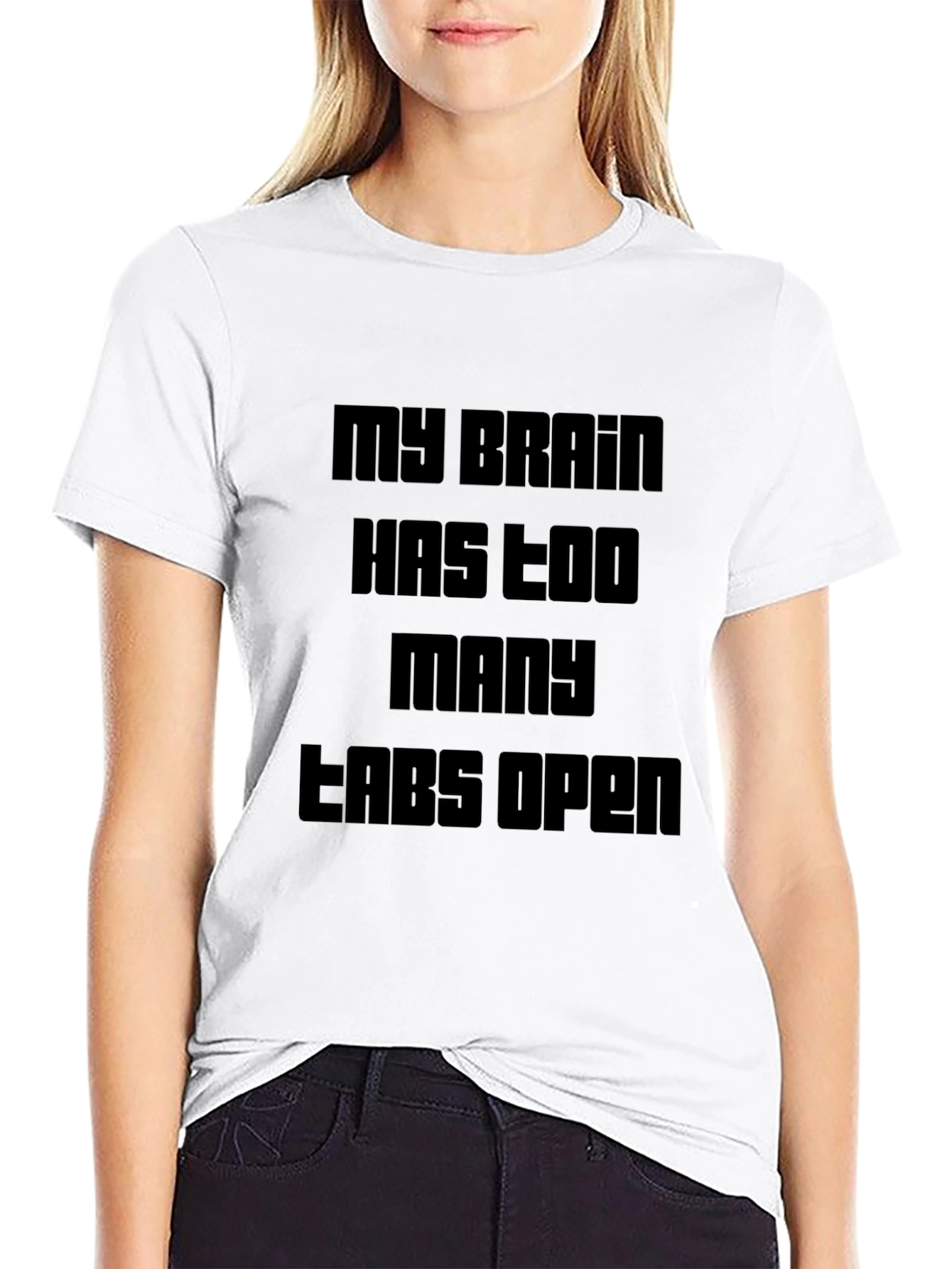 My Brain Has Too Many Tabs Open Black T-Shirt