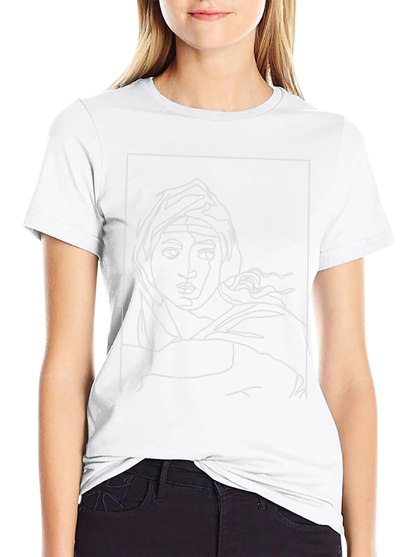 Abstract Line Art Portrait Black T-Shirt
