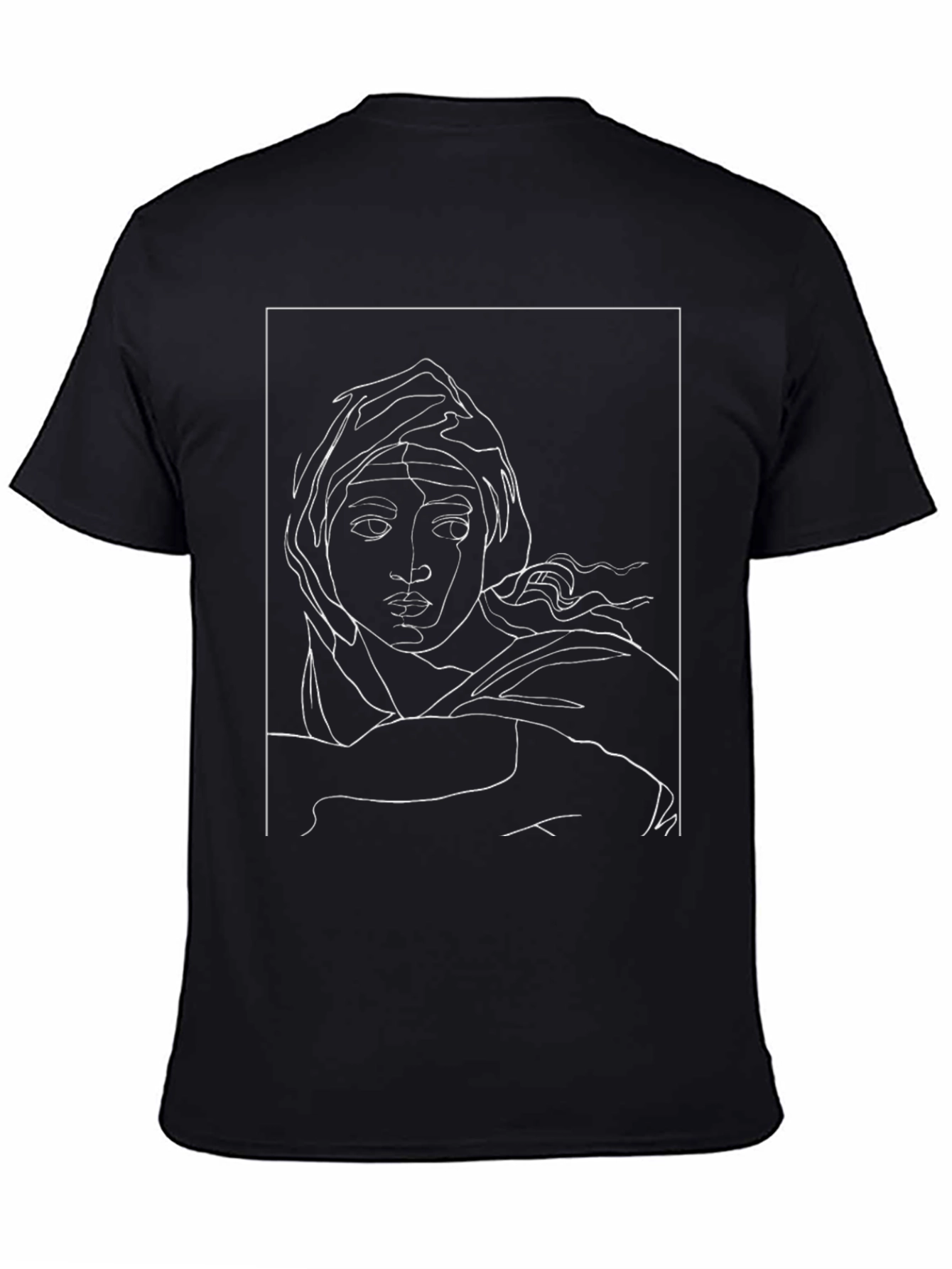 Abstract Line Art Portrait Black T-Shirt