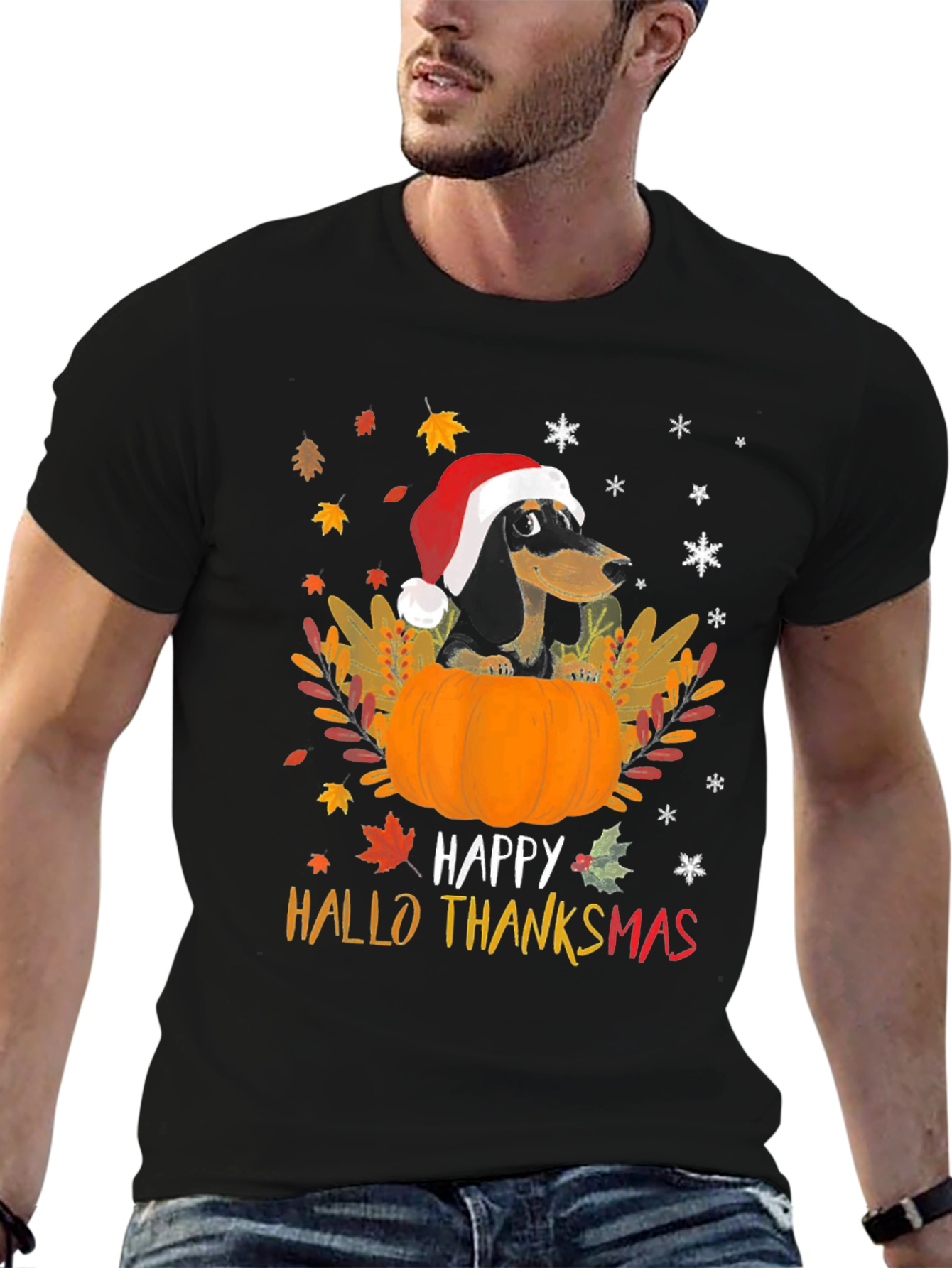 Happy Hallo Thanksmas Dachshund T-Shirt