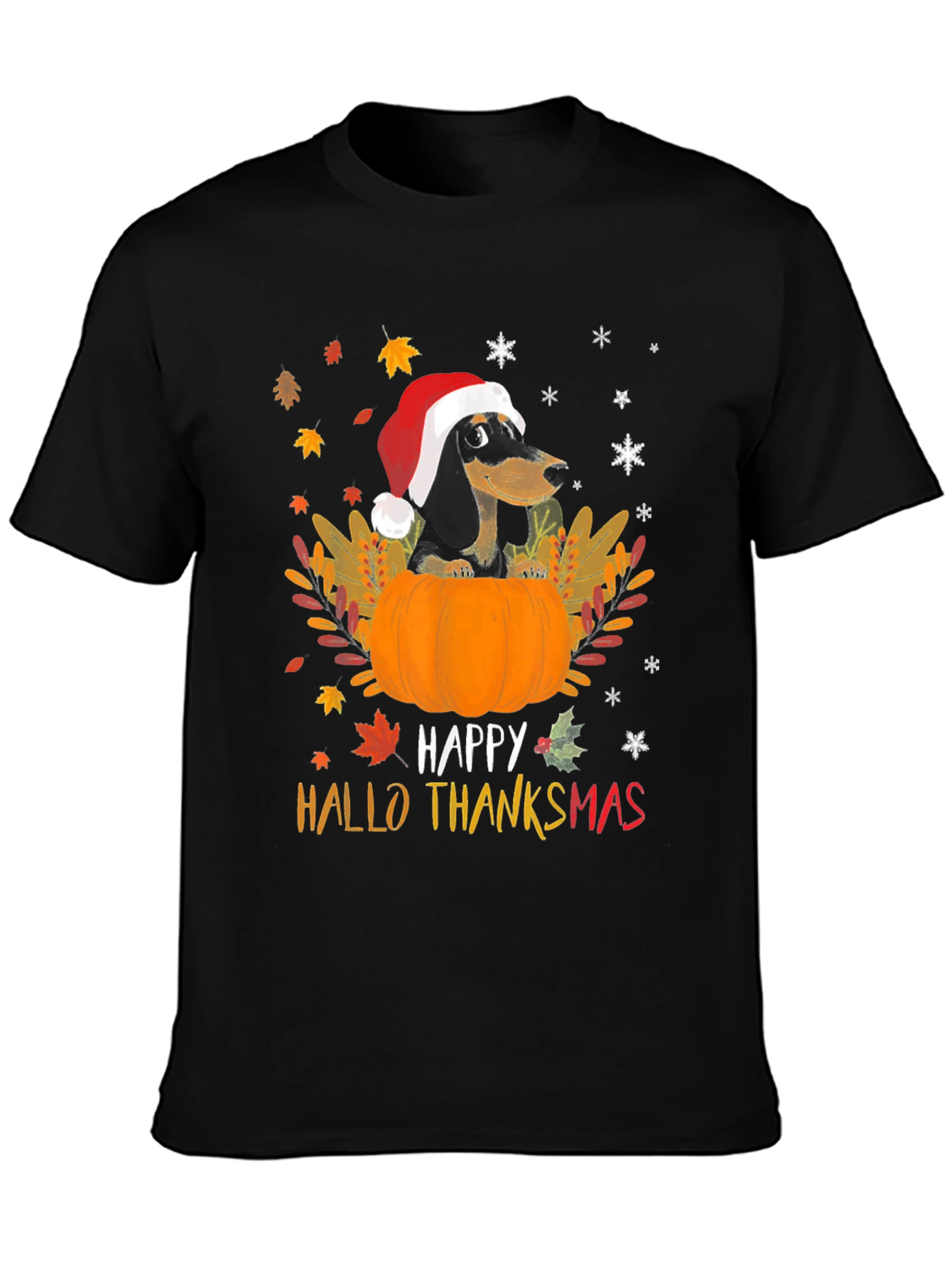 Happy Hallo Thanksmas Dachshund T-Shirt