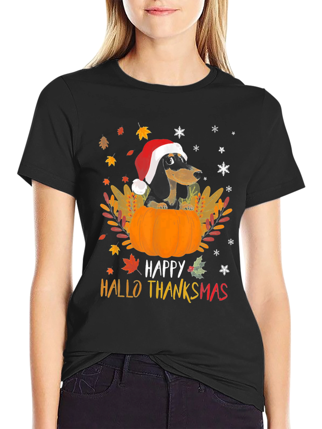 Happy Hallo Thanksmas Dachshund T-Shirt