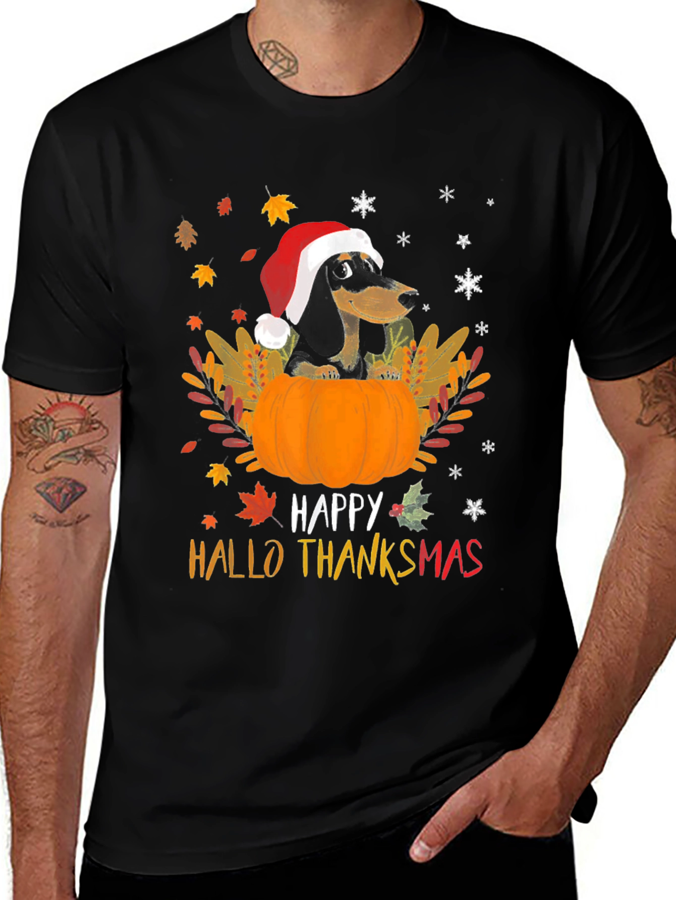 Happy Hallo Thanksmas Dachshund T-Shirt