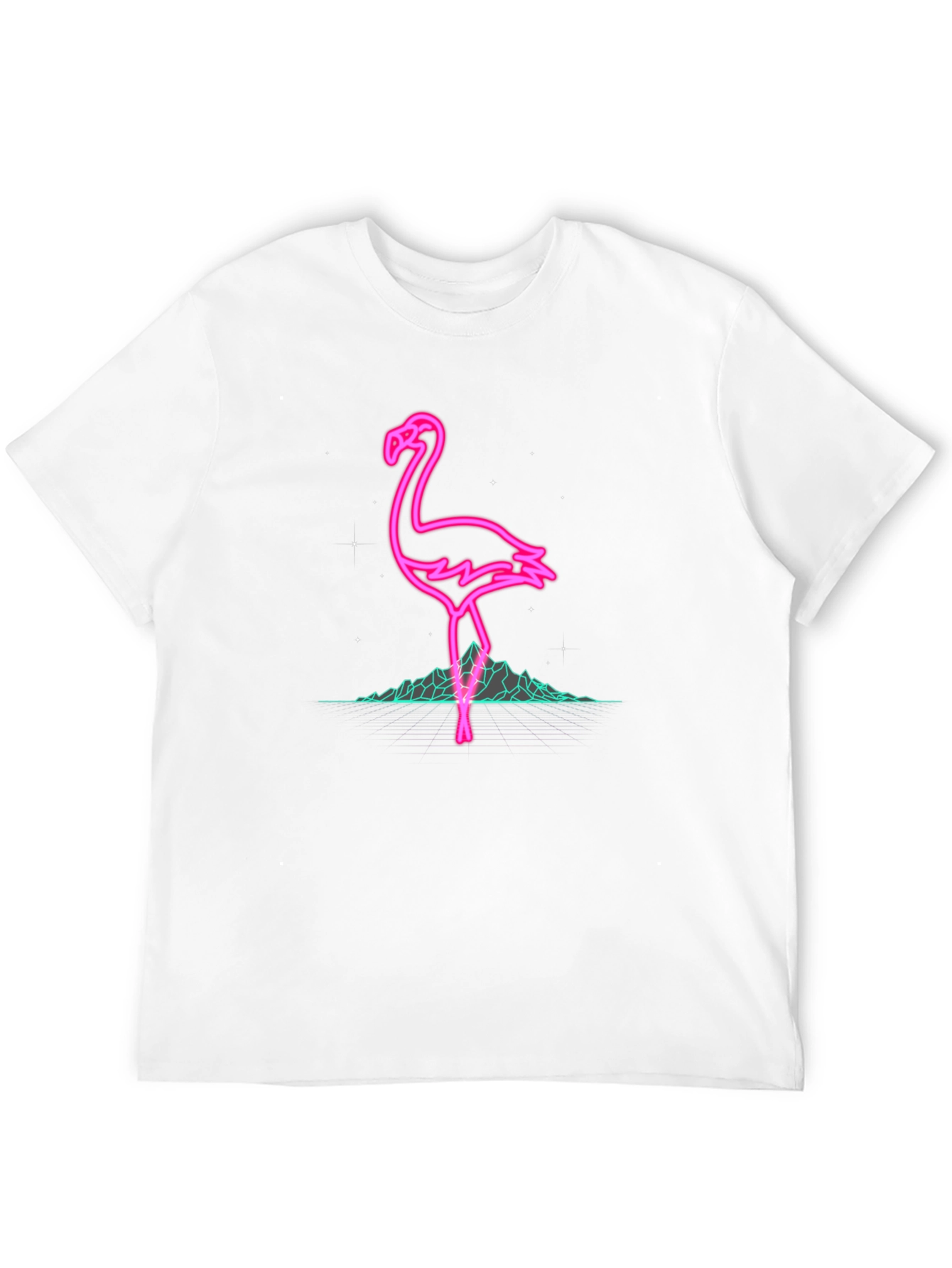 Neon Flamingo Graphic Black T-Shirt