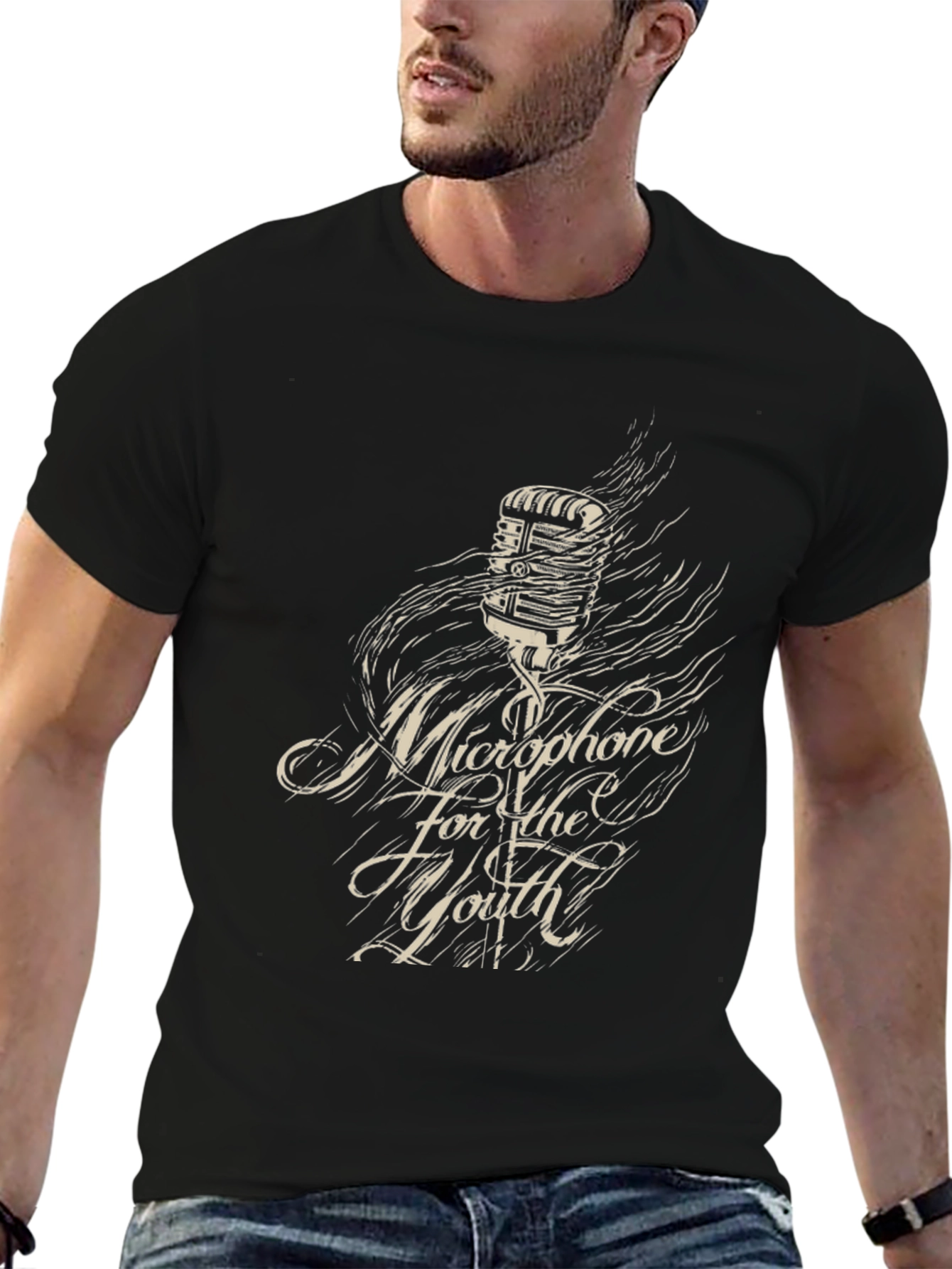 Microphone for the Youth Black Graphic Tee