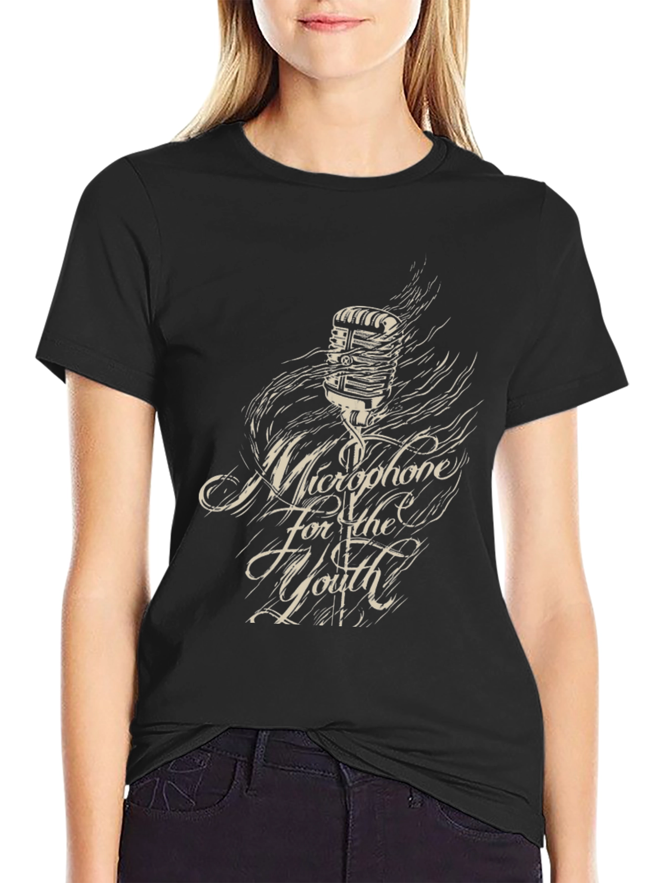 Microphone for the Youth Black Graphic Tee