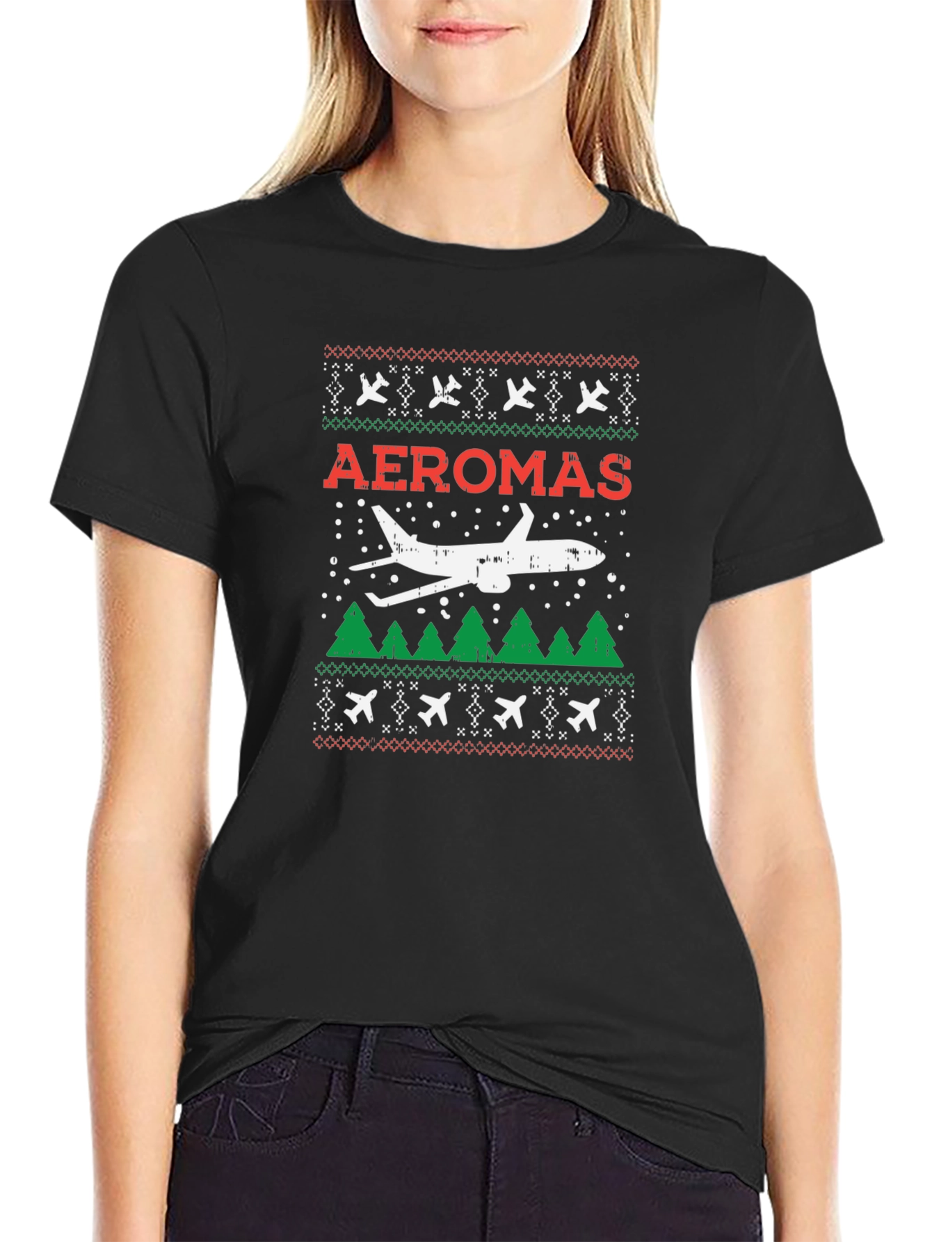 Aeromas Airplane Ugly Christmas T-Shirt