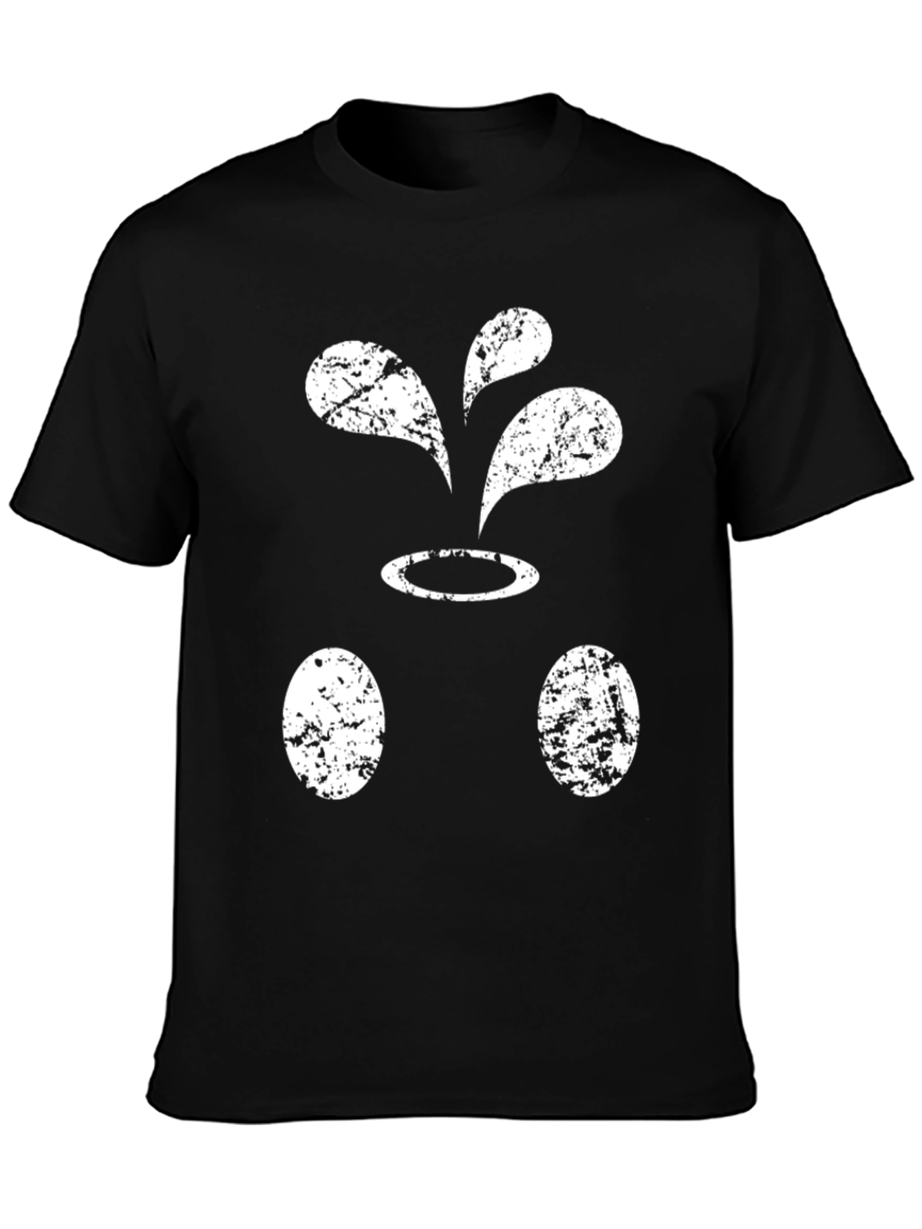 Funny Black T-Shirt With Distressed White Design