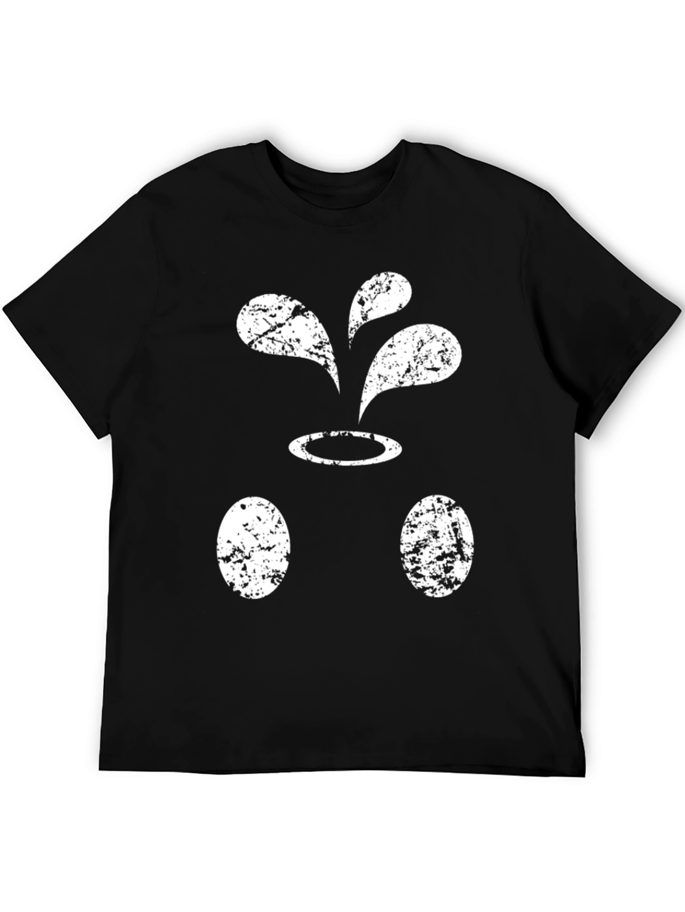 Funny Black T-Shirt With Distressed White Design
