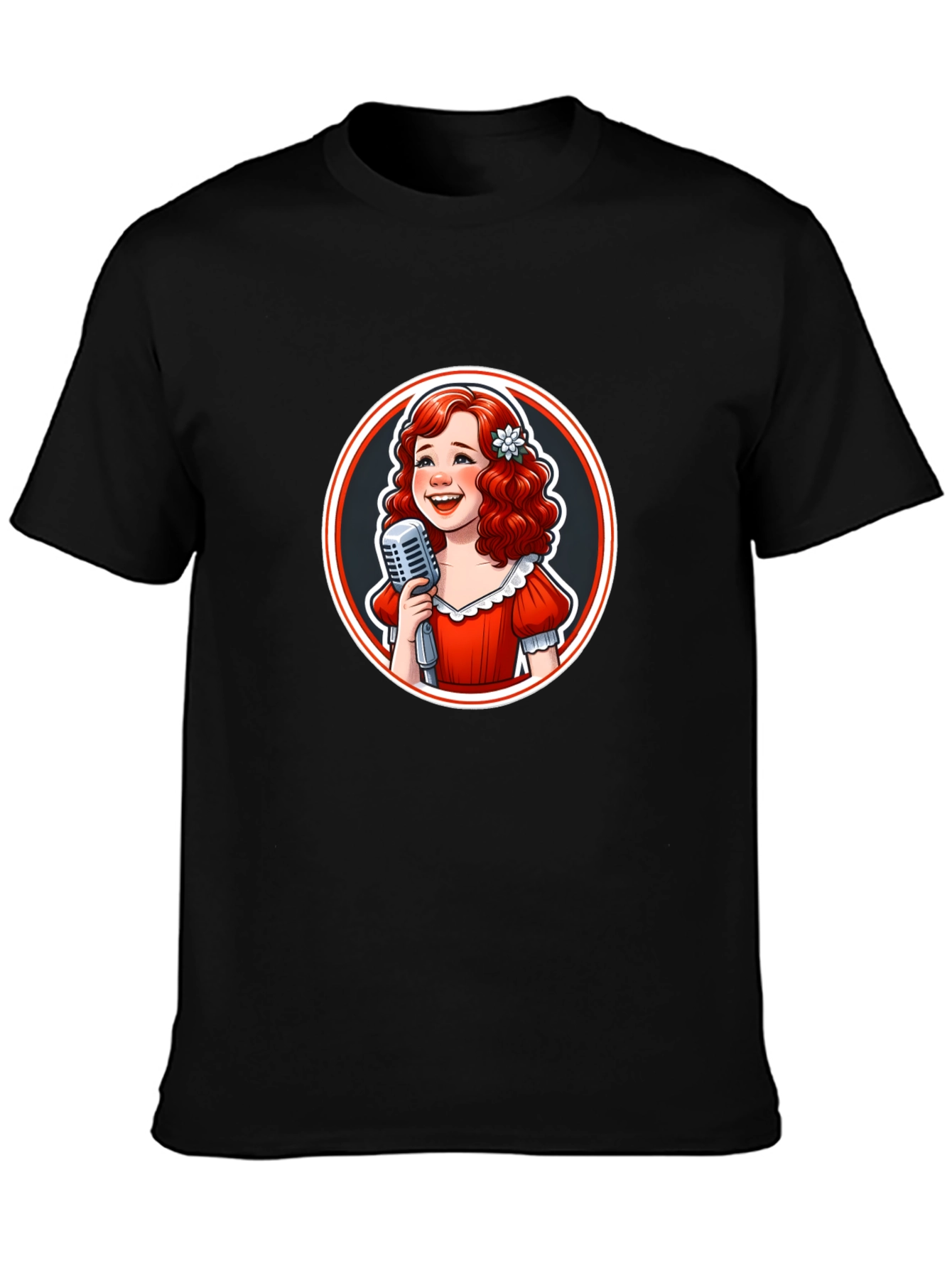 Retro Singer Graphic Tee - Black Cotton T-Shirt