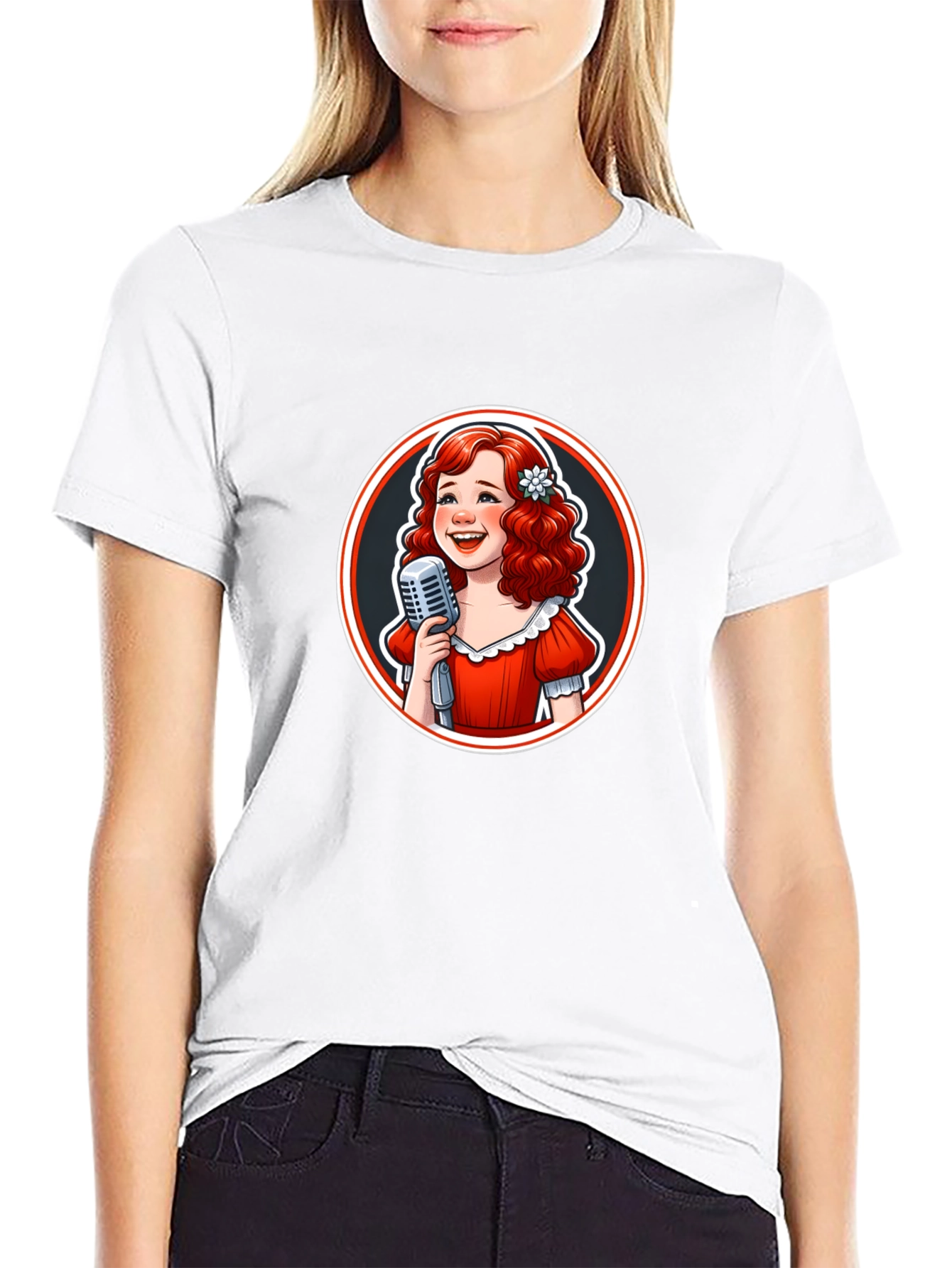 Retro Singer Graphic Tee - Black Cotton T-Shirt