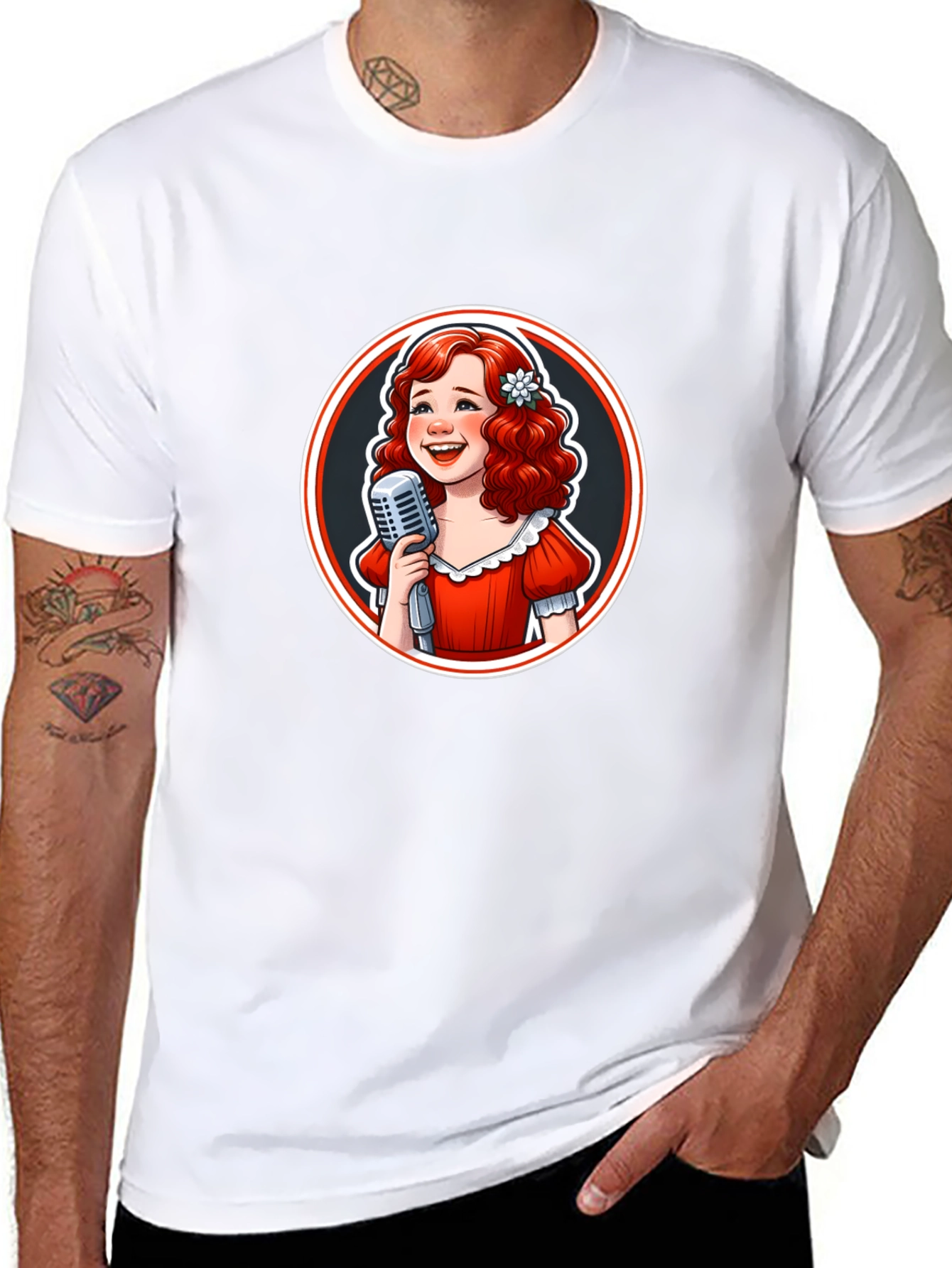 Retro Singer Graphic Tee - Black Cotton T-Shirt