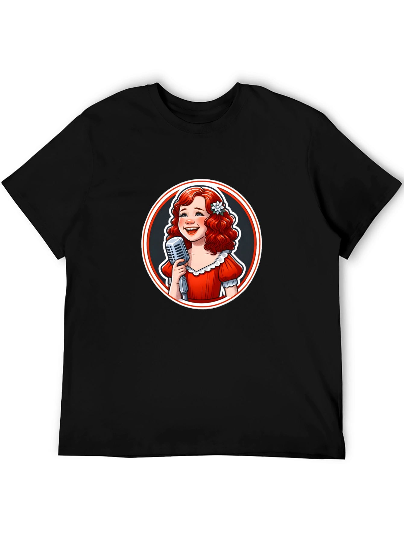 Retro Singer Graphic Tee - Black Cotton T-Shirt