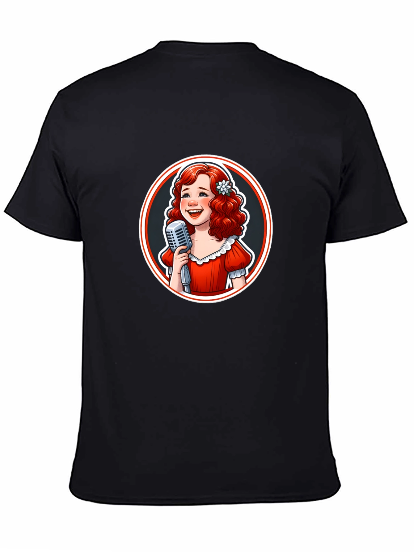 Retro Singer Graphic Tee - Black Cotton T-Shirt