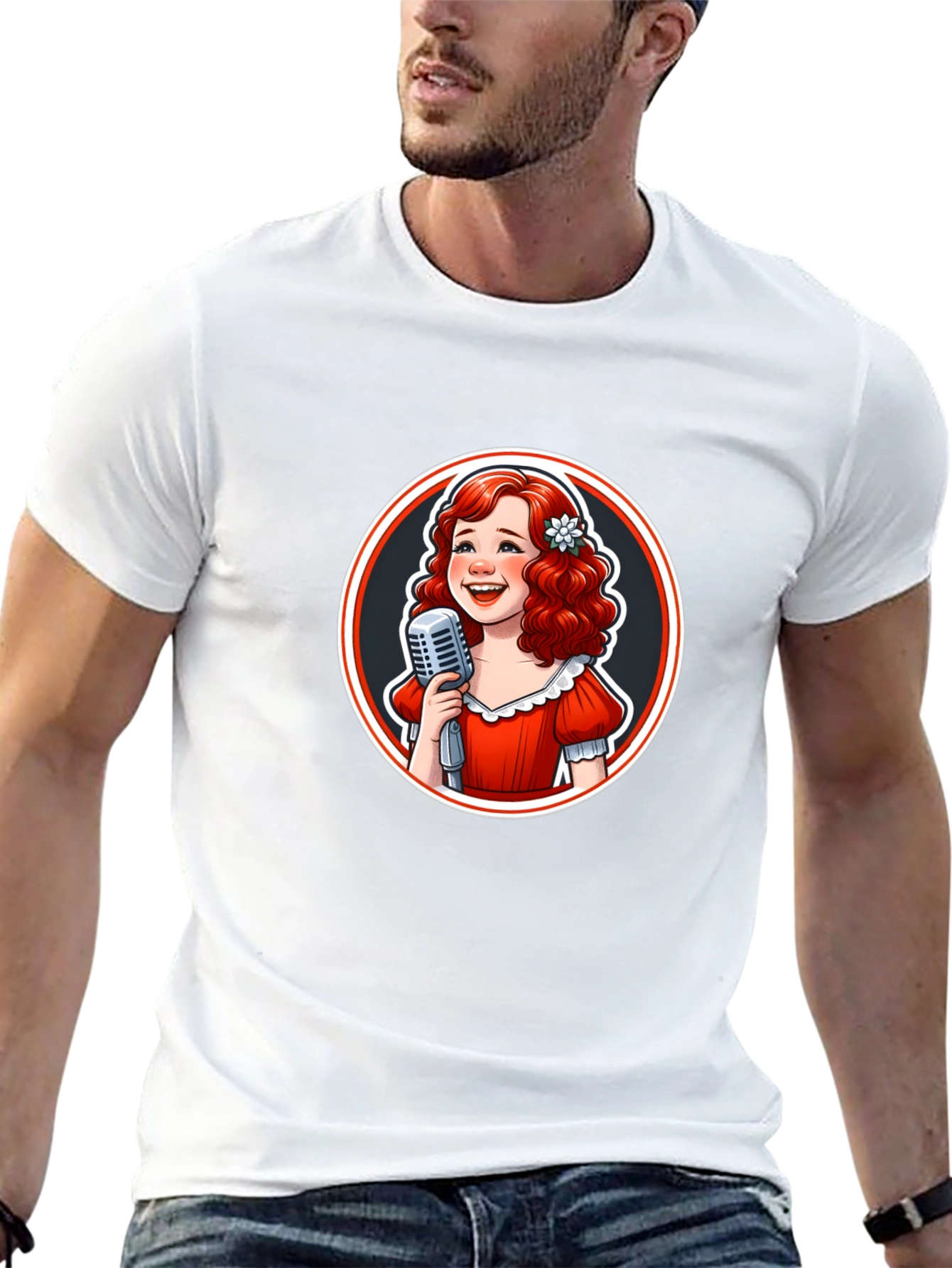 Retro Singer Graphic Tee - Black Cotton T-Shirt
