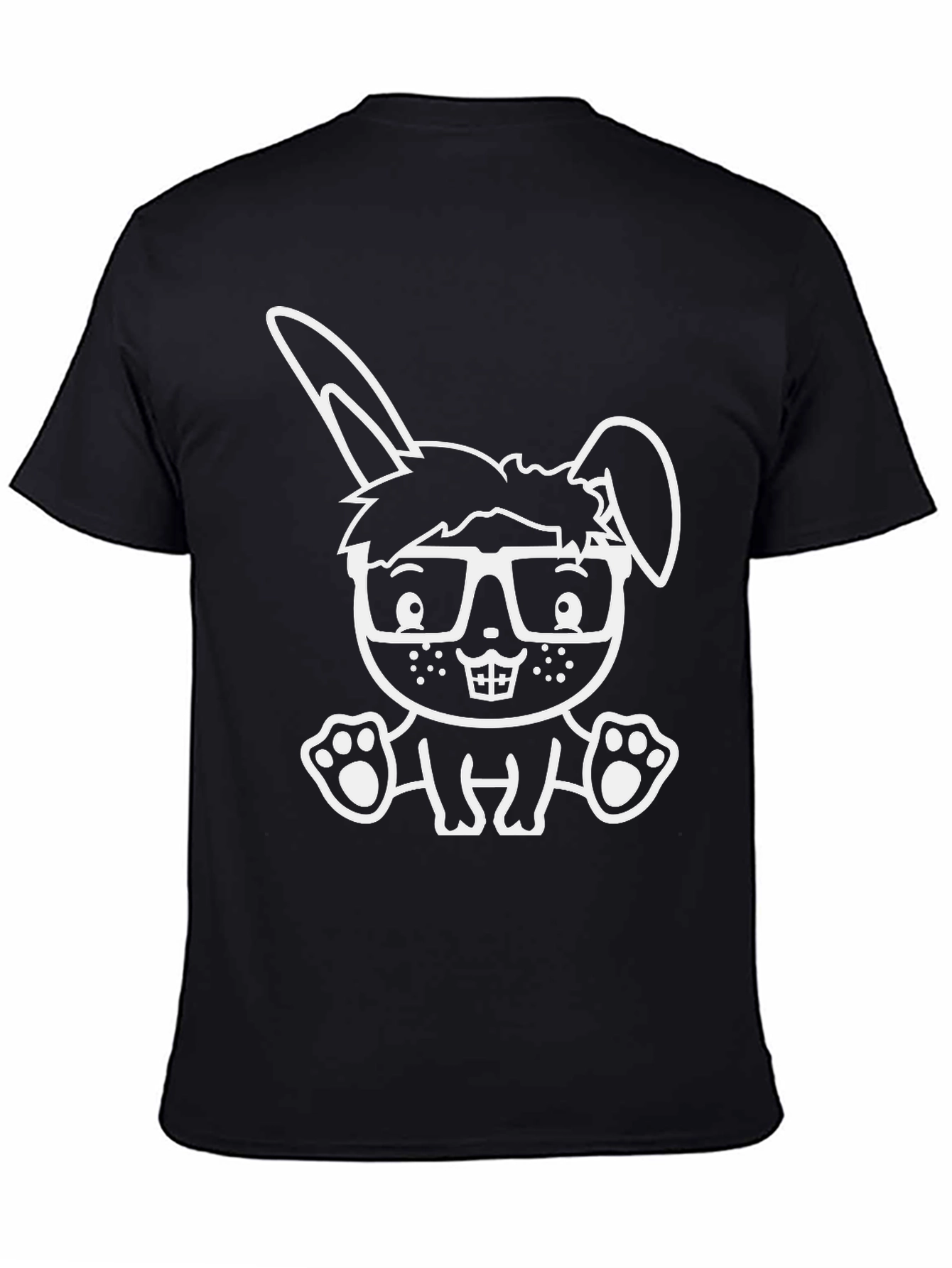 Cool Bunny Graphic Tee - Black Cotton Blend
