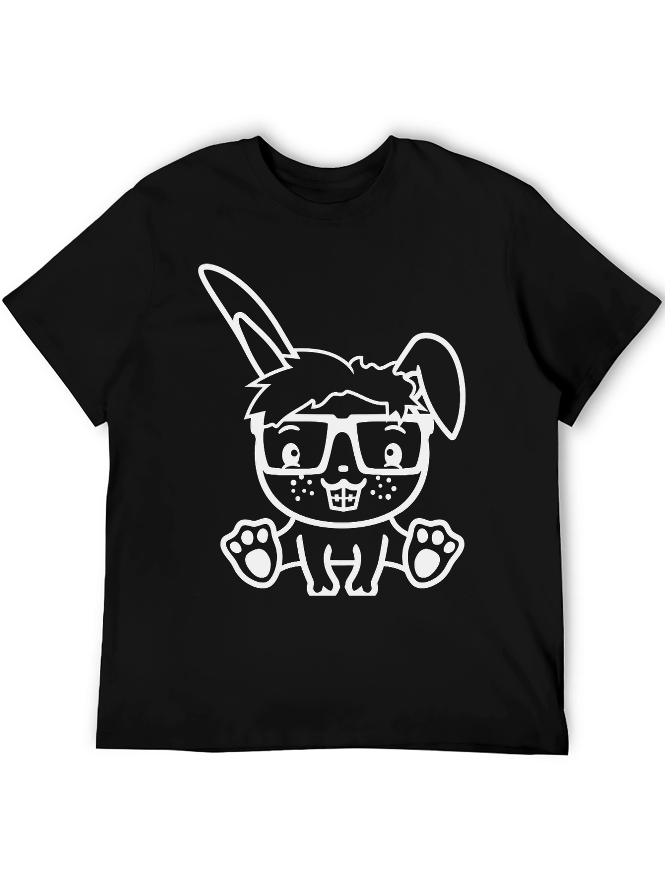 Cool Bunny Graphic Tee - Black Cotton Blend