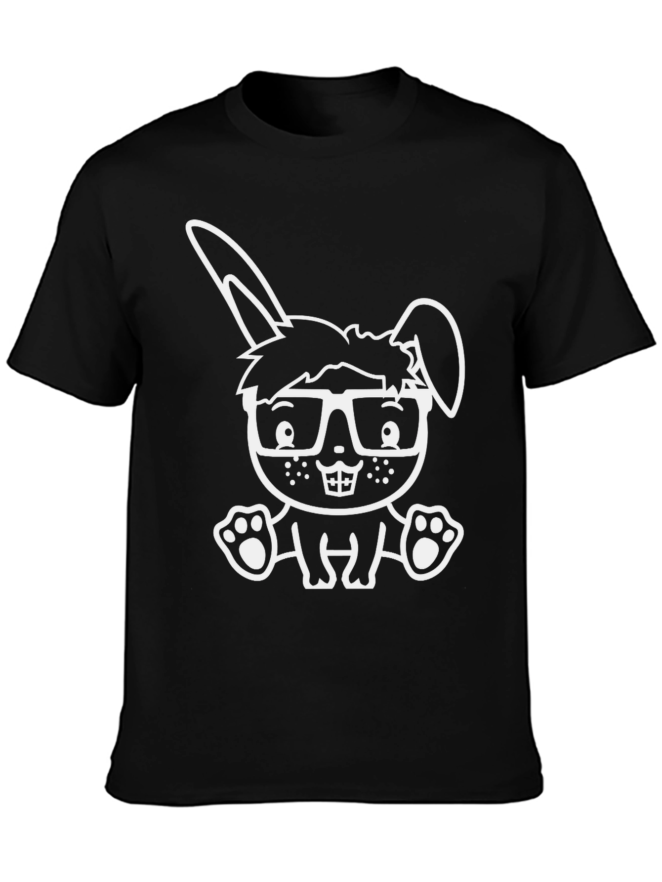 Cool Bunny Graphic Tee - Black Cotton Blend