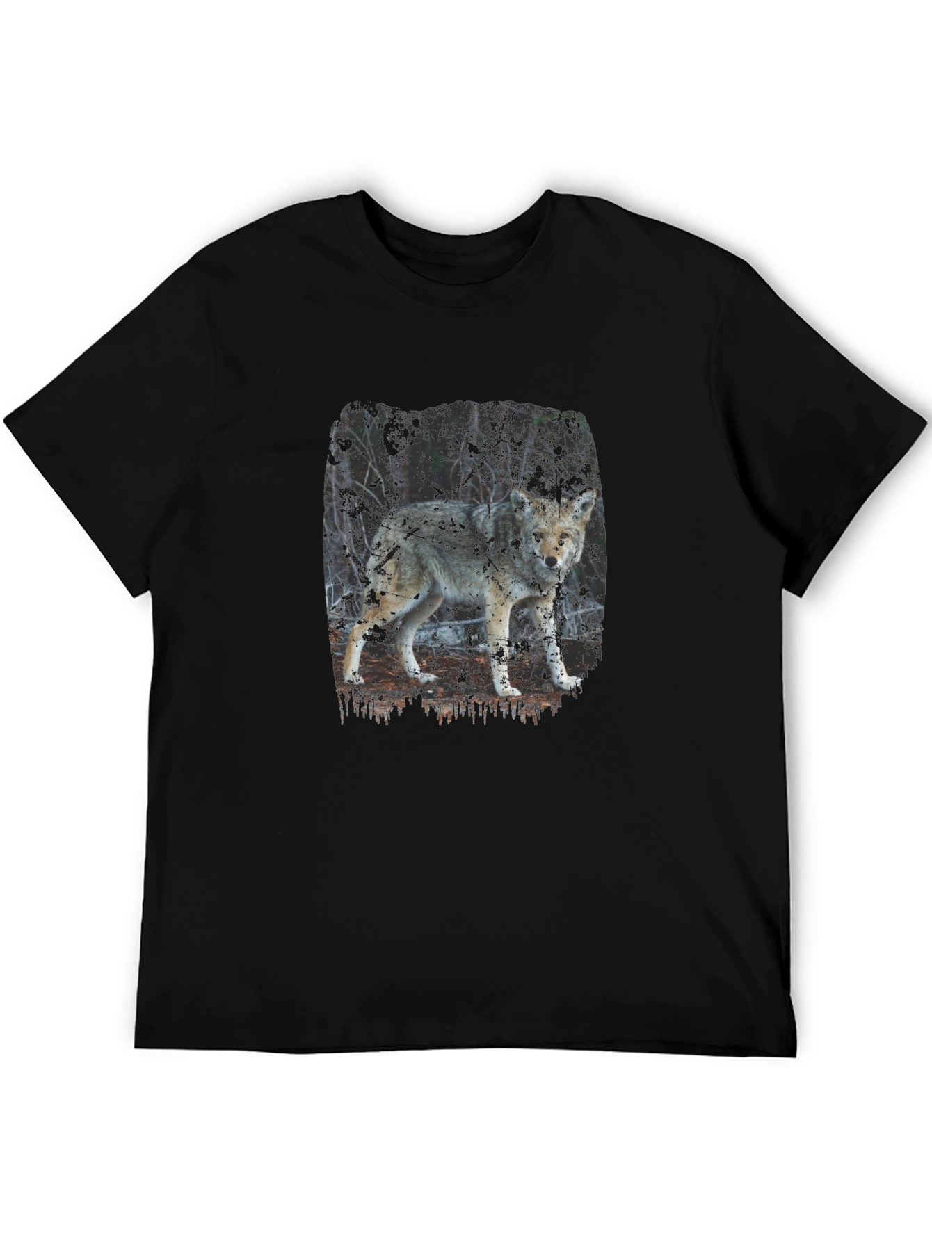 Wolf Print Black T-Shirt - Nature Inspired Graphic Tee