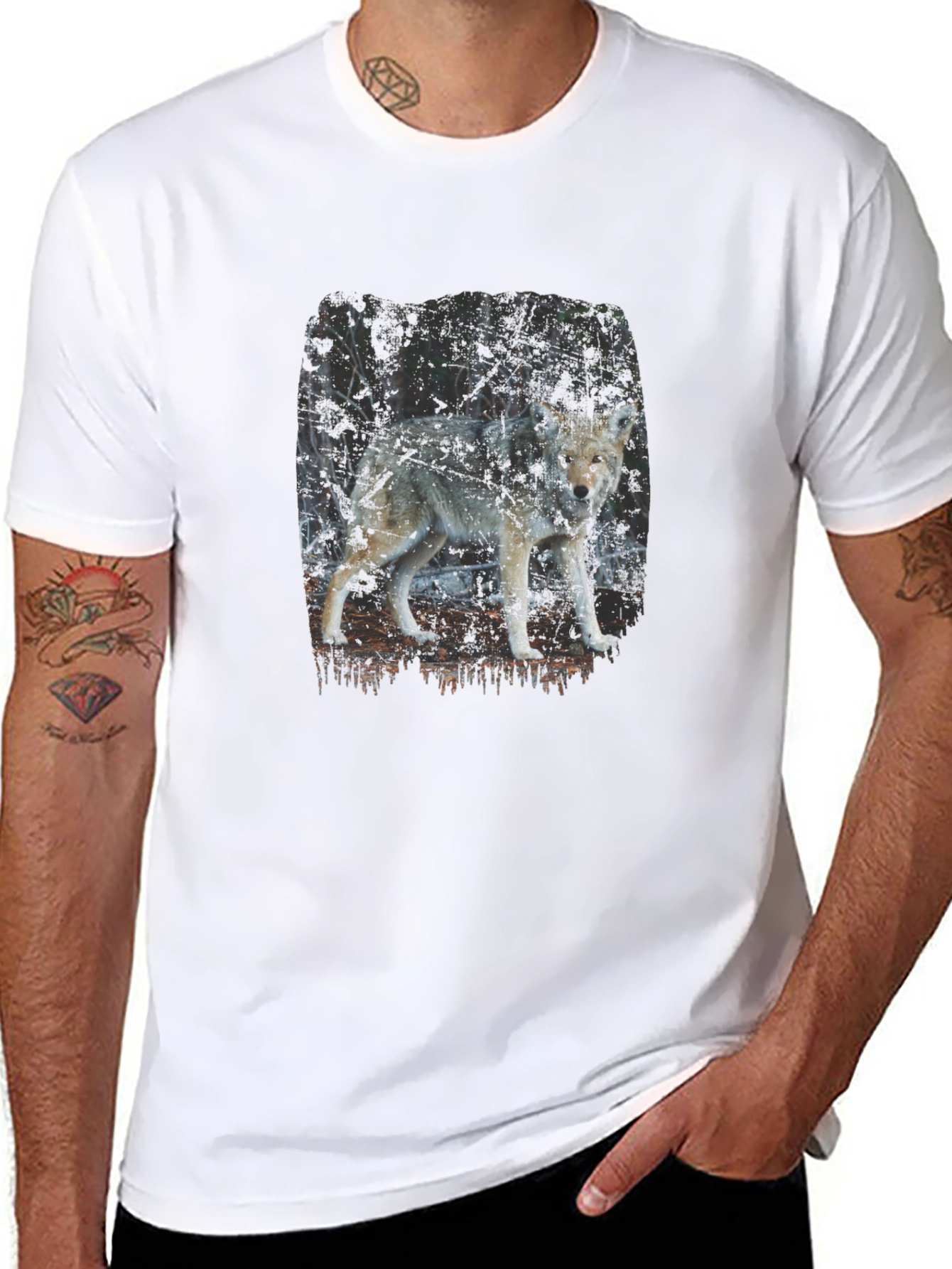 Wolf Print Black T-Shirt - Nature Inspired Graphic Tee