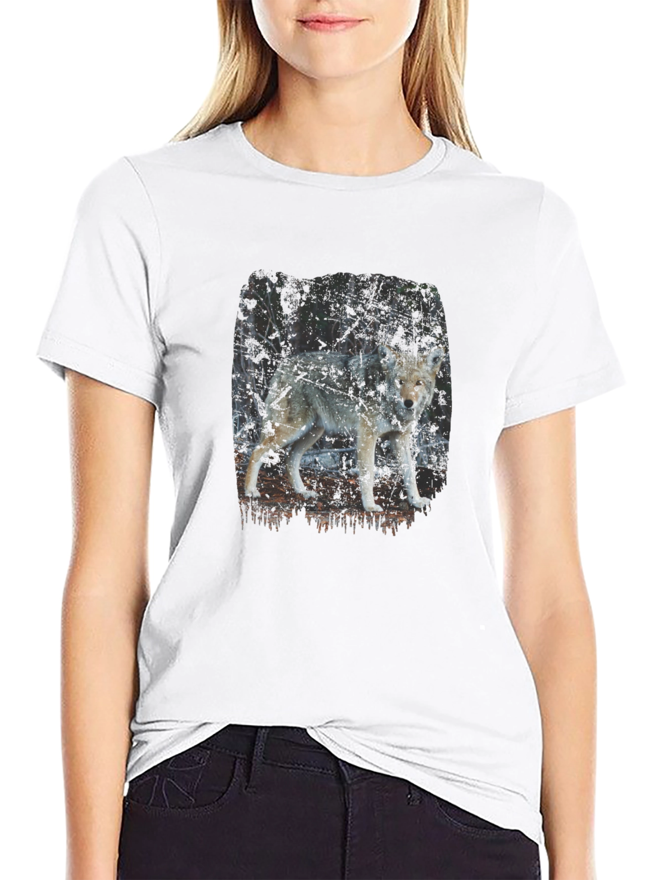 Wolf Print Black T-Shirt - Nature Inspired Graphic Tee