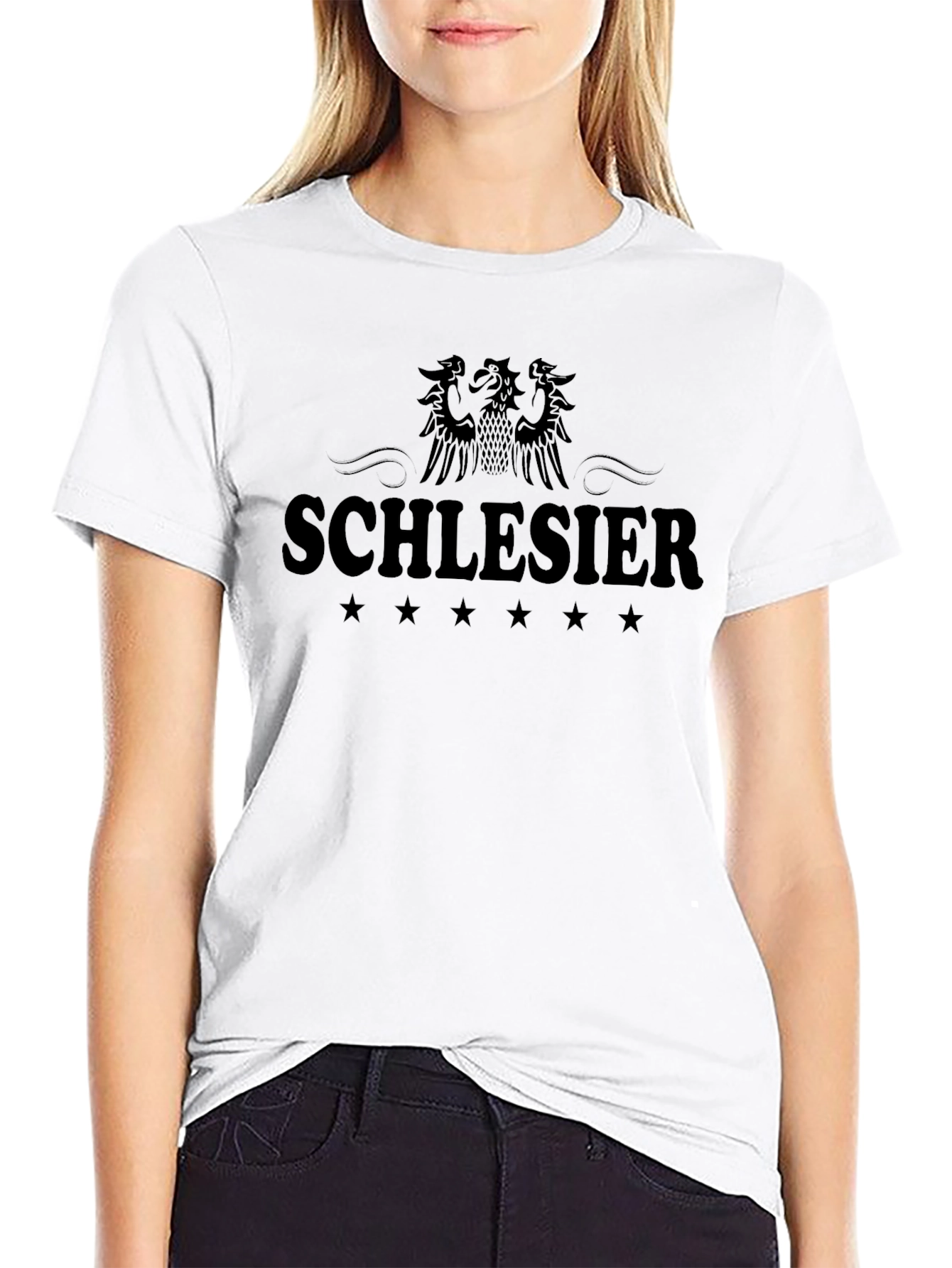 Schlesier Black T-Shirt With Eagle Design