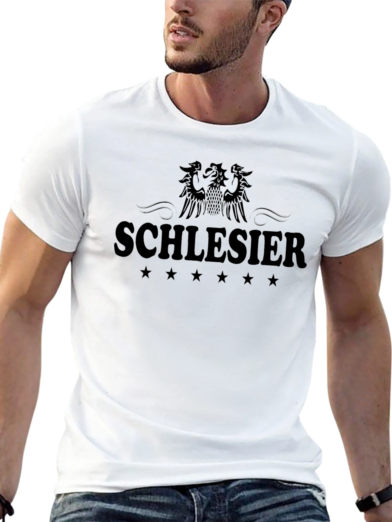 Schlesier Black T-Shirt With Eagle Design