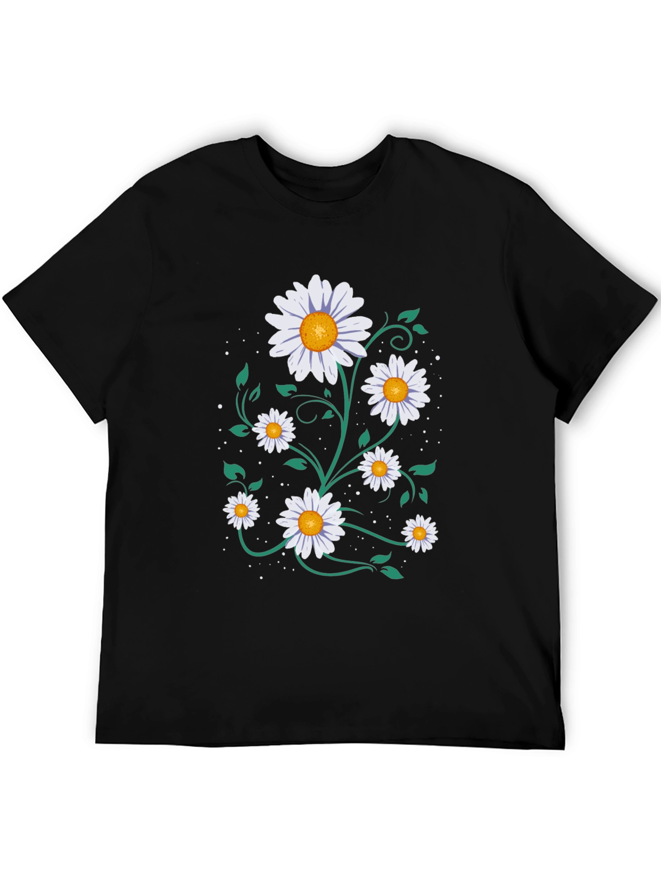 Daisy Graphic Tee - Floral Print Black T-Shirt