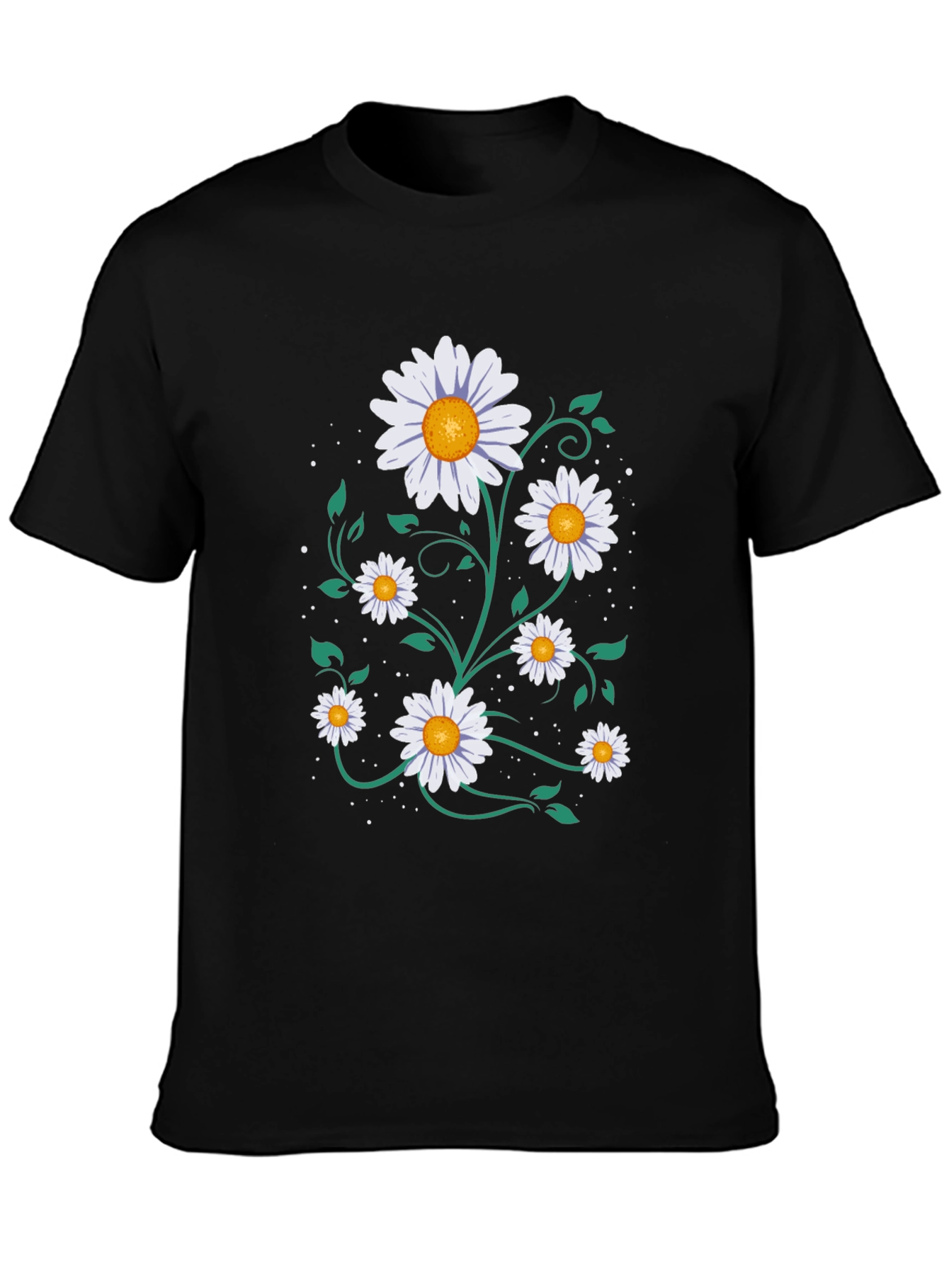 Daisy Graphic Tee - Floral Print Black T-Shirt