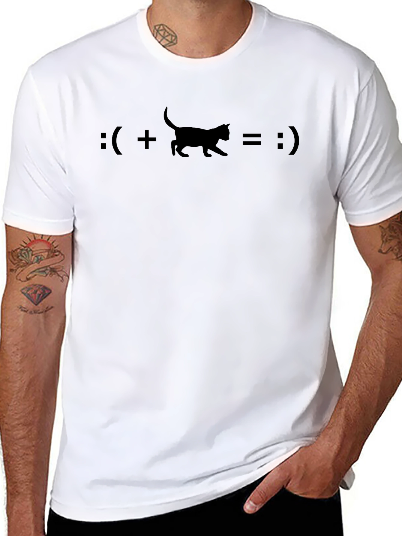Funny Cat Equation T-Shirt - Black