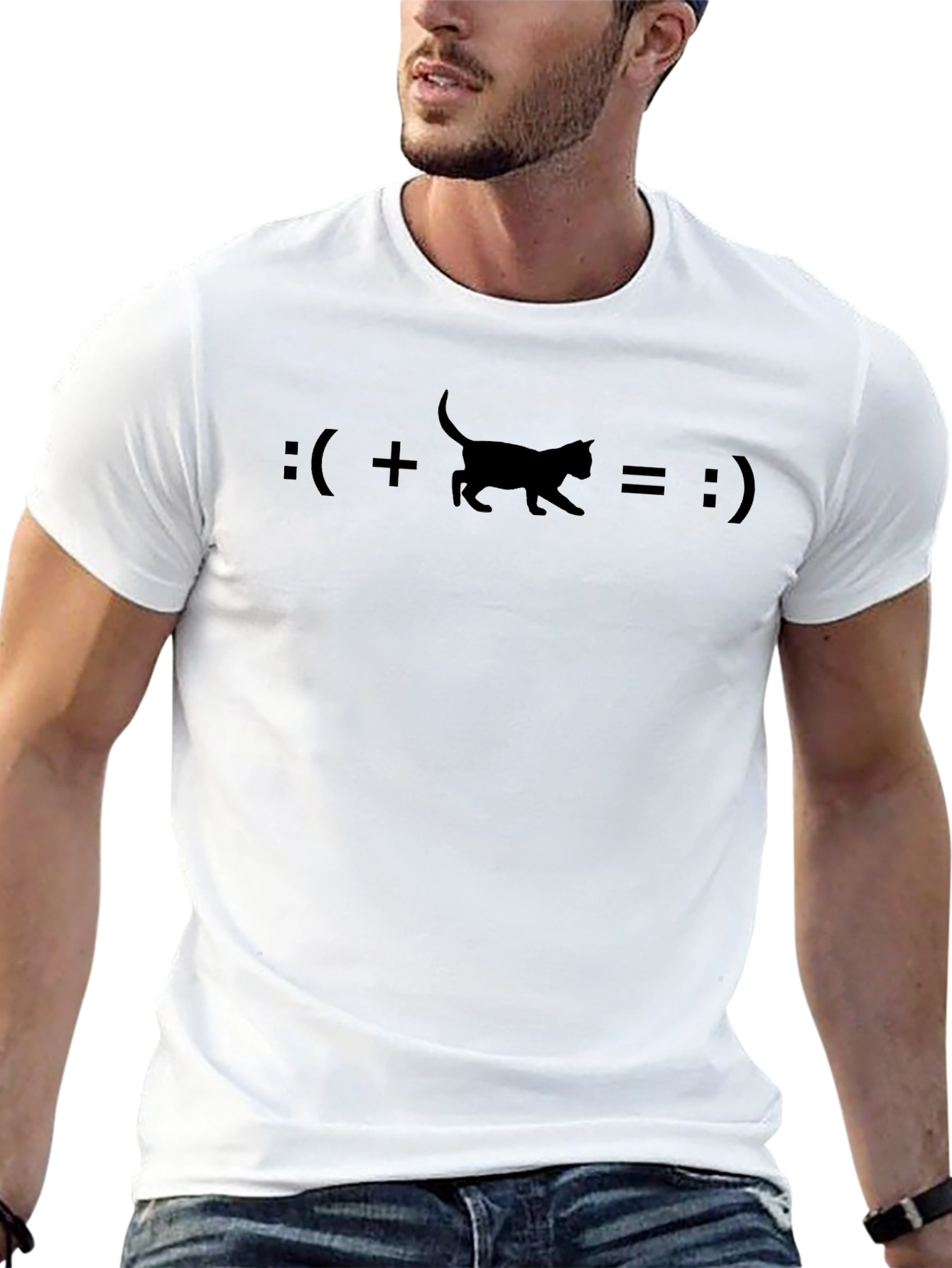 Funny Cat Equation T-Shirt - Black