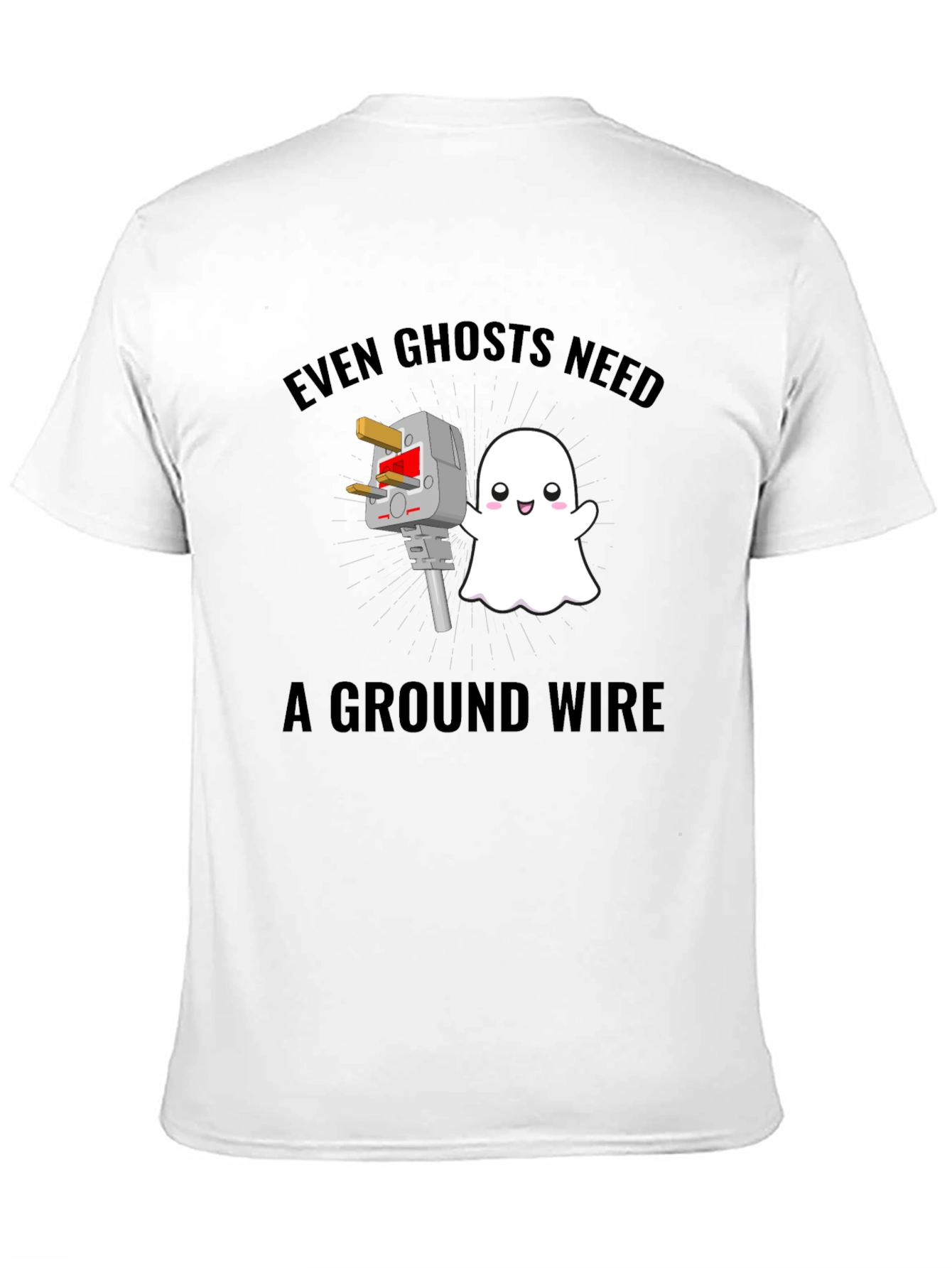 Funny Ghost Ground Wire Black T-Shirt