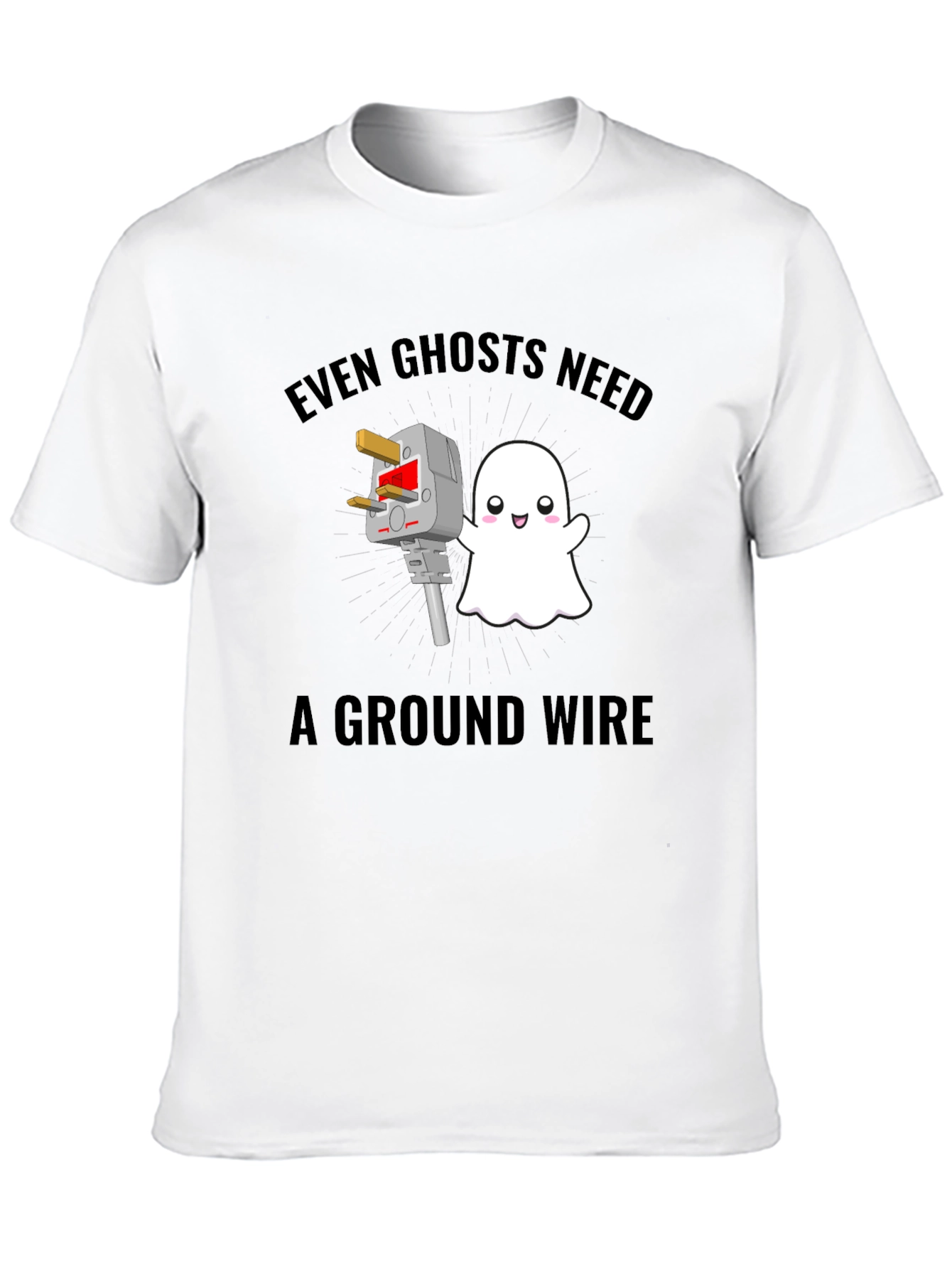 Funny Ghost Ground Wire Black T-Shirt