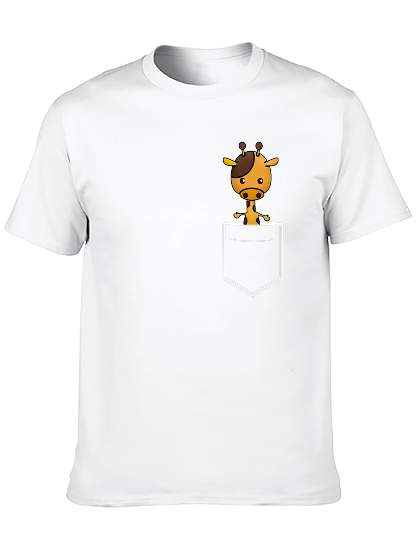 Giraffe Pocket Graphic Tee - Black Cotton Shirt